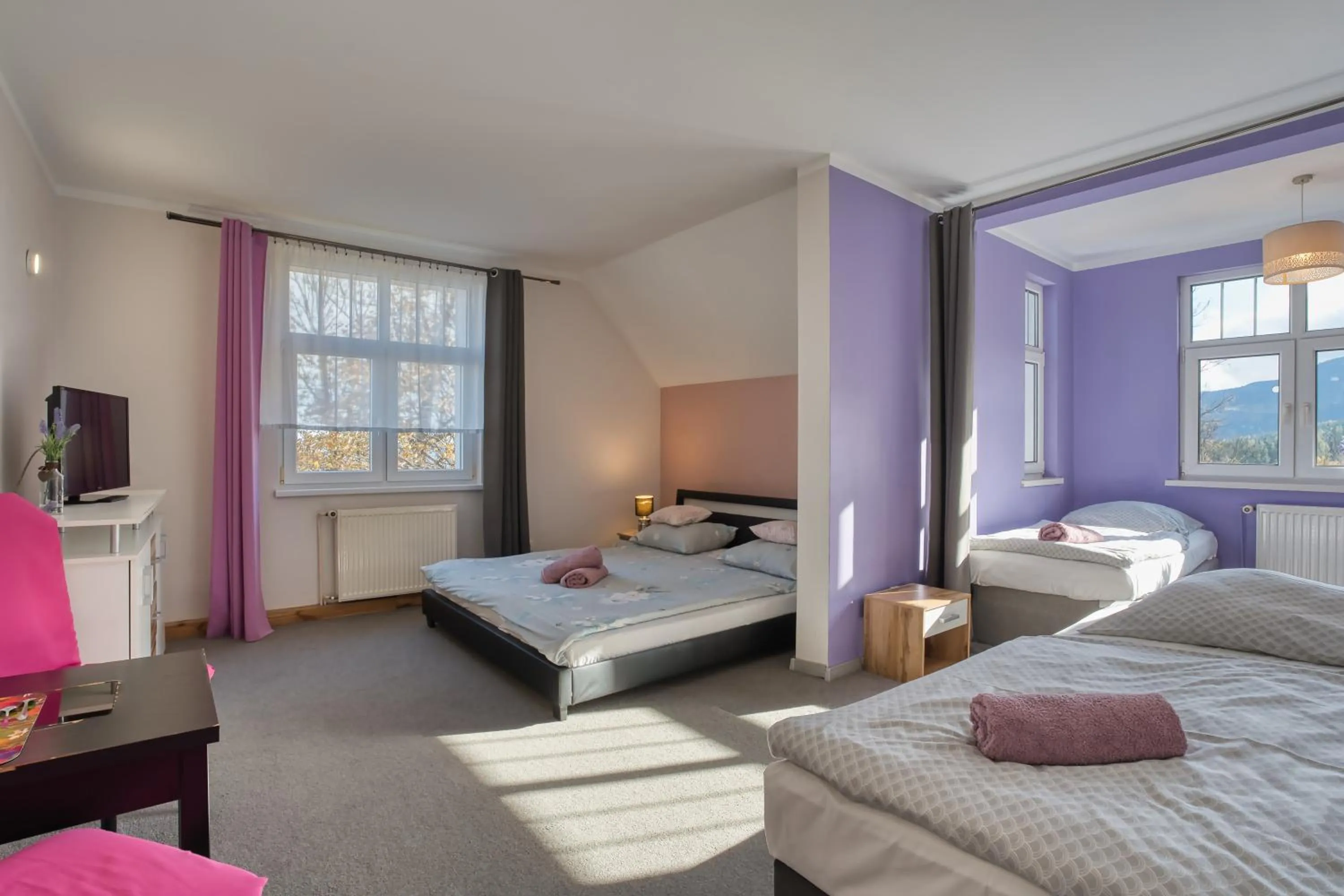 Communal lounge/ TV room, Bed in Lawendowy Dworek