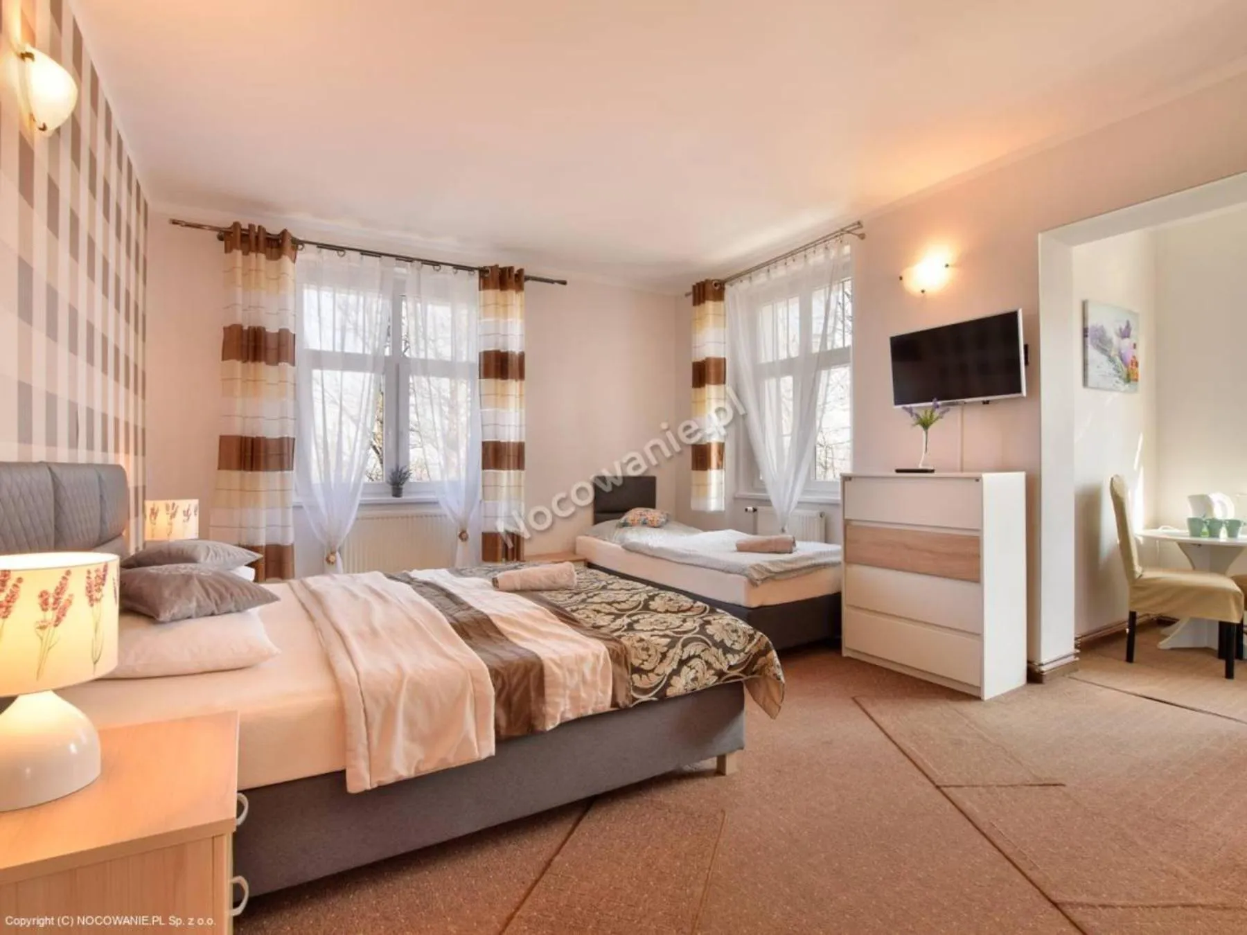 Communal lounge/ TV room, Bed in Lawendowy Dworek