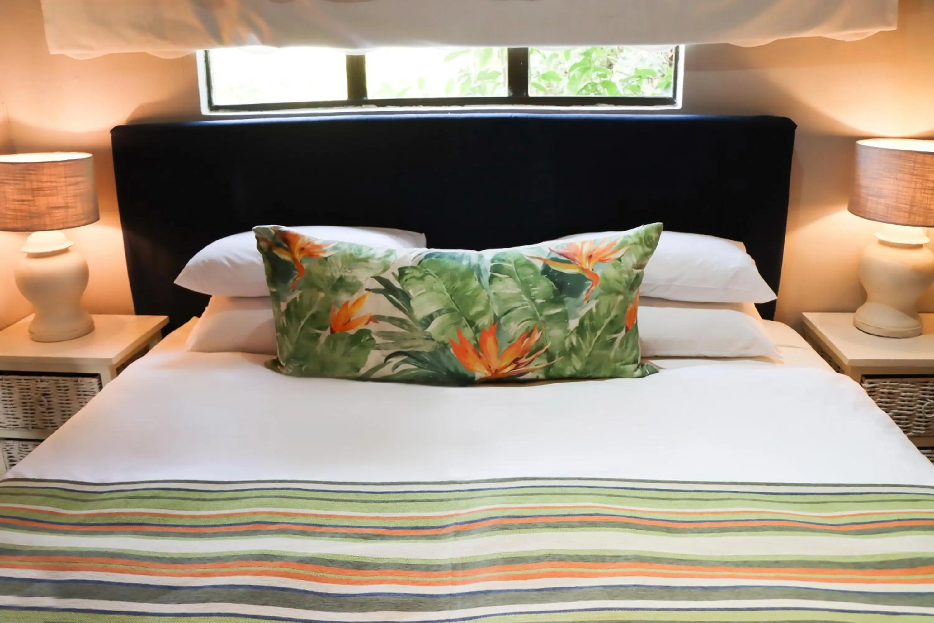 Decorative detail, Bed in Emdoneni Lodge with Zululand Cat Conservation Project
