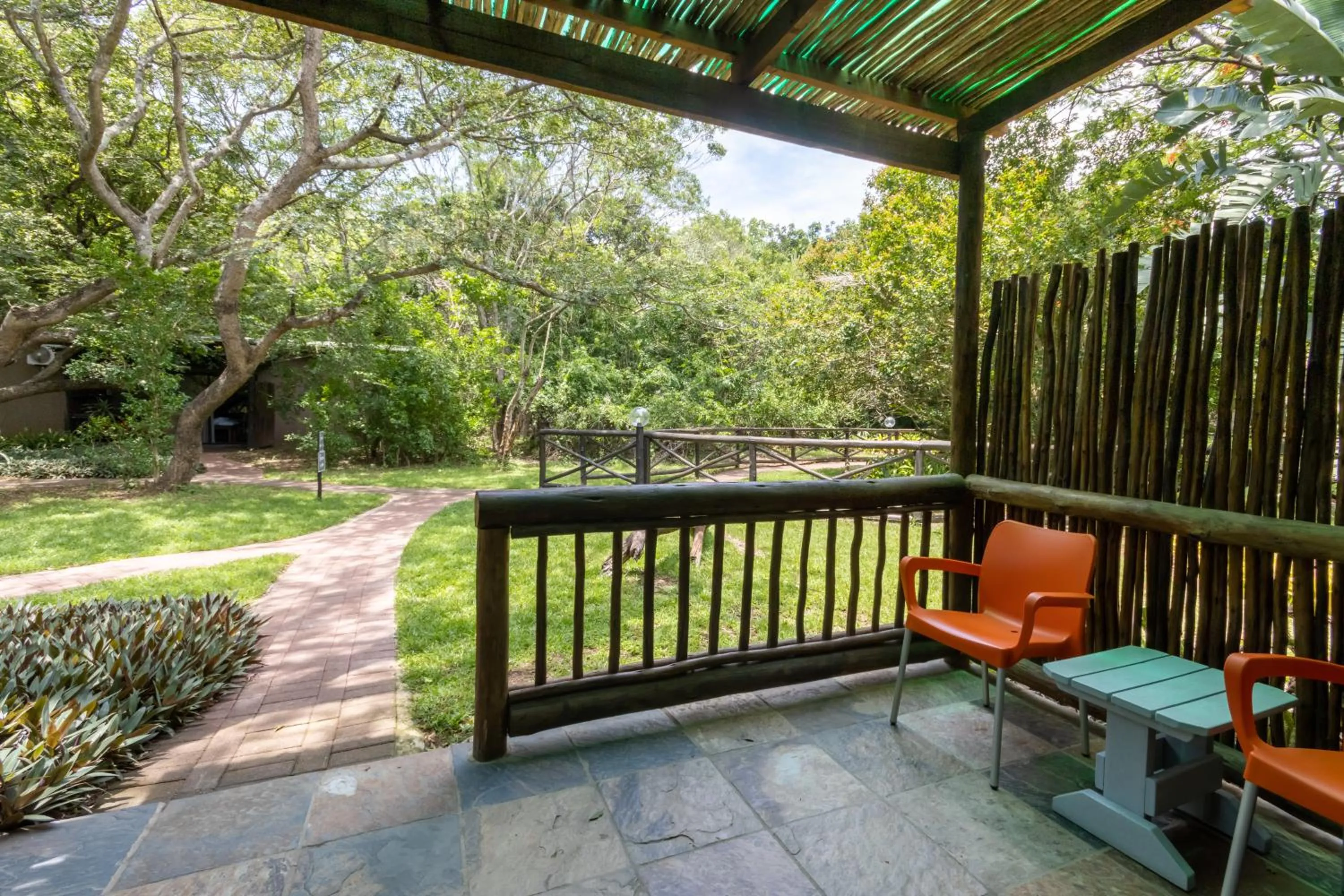 Patio in Emdoneni Lodge with Zululand Cat Conservation Project