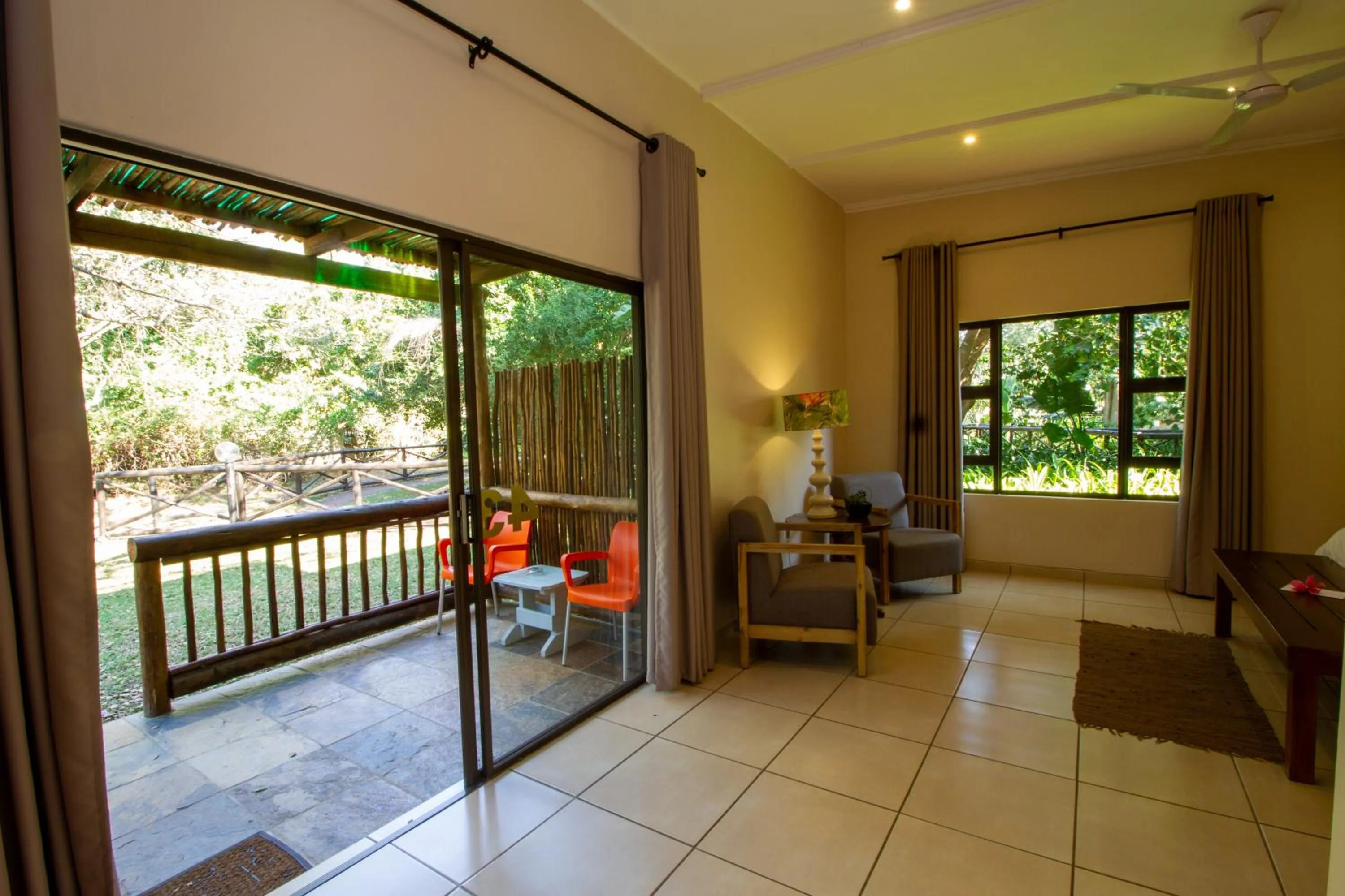 Patio in Emdoneni Lodge with Zululand Cat Conservation Project