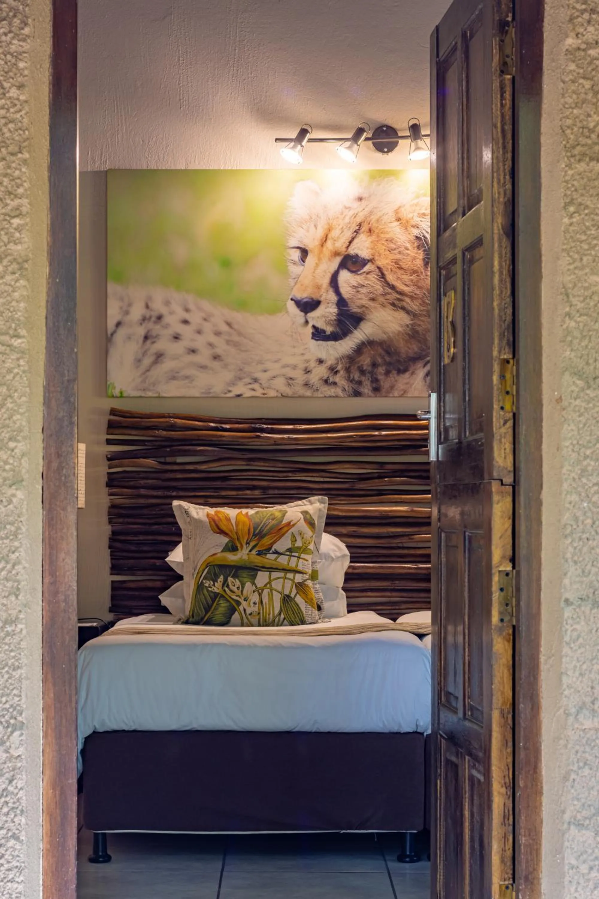 Bed in Emdoneni Lodge with Zululand Cat Conservation Project