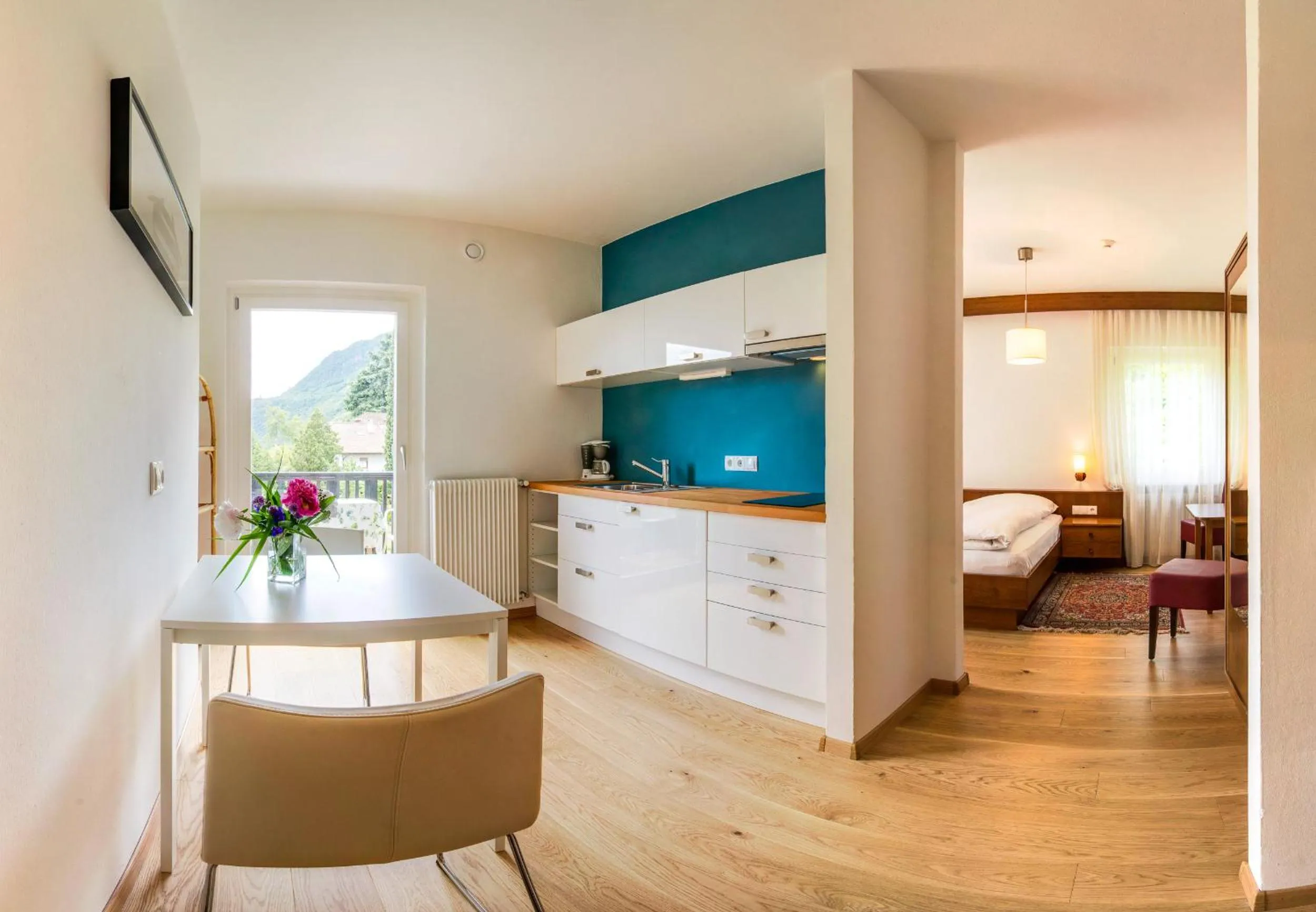 Kitchen or kitchenette, Bed in Pension Gruenwald