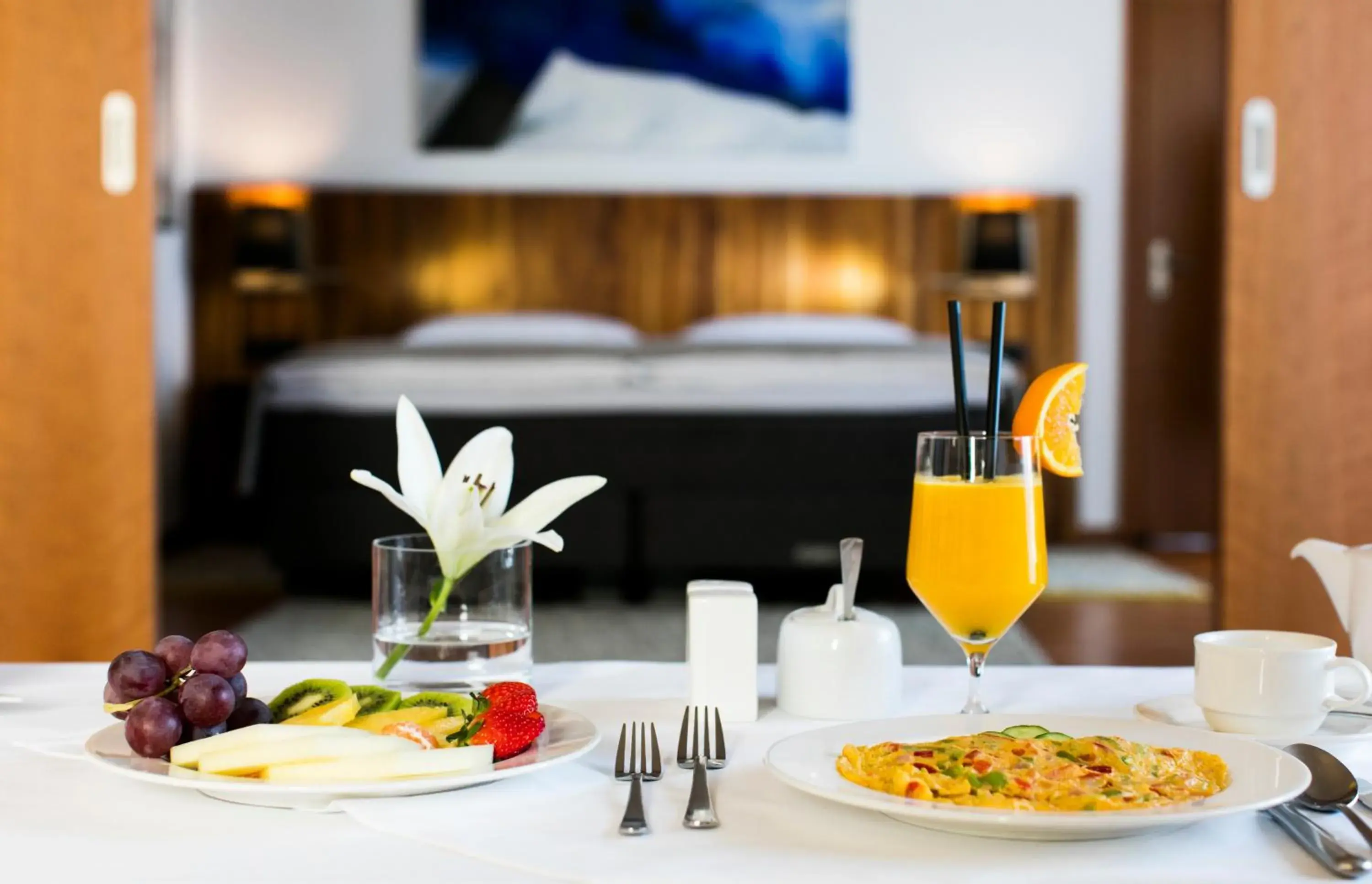 Dining area, Bed in Rogner Hotel Tirana Dining area, Bed in Rogner Hotel Tirana