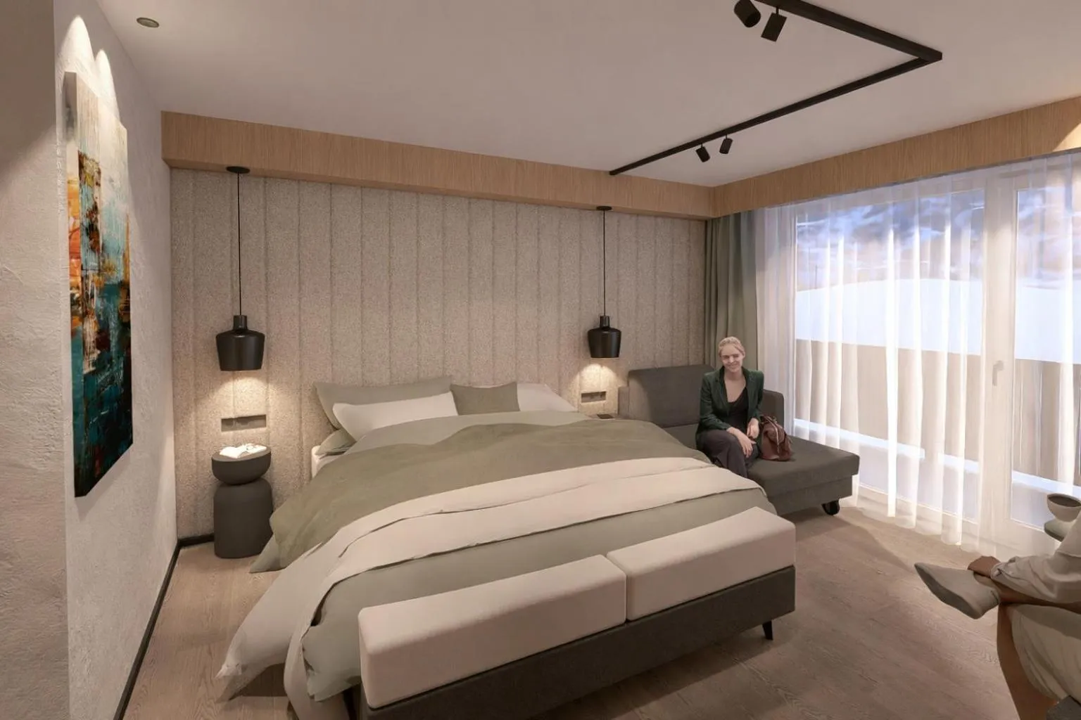 Seating area, Bed in Hotel Almrausch