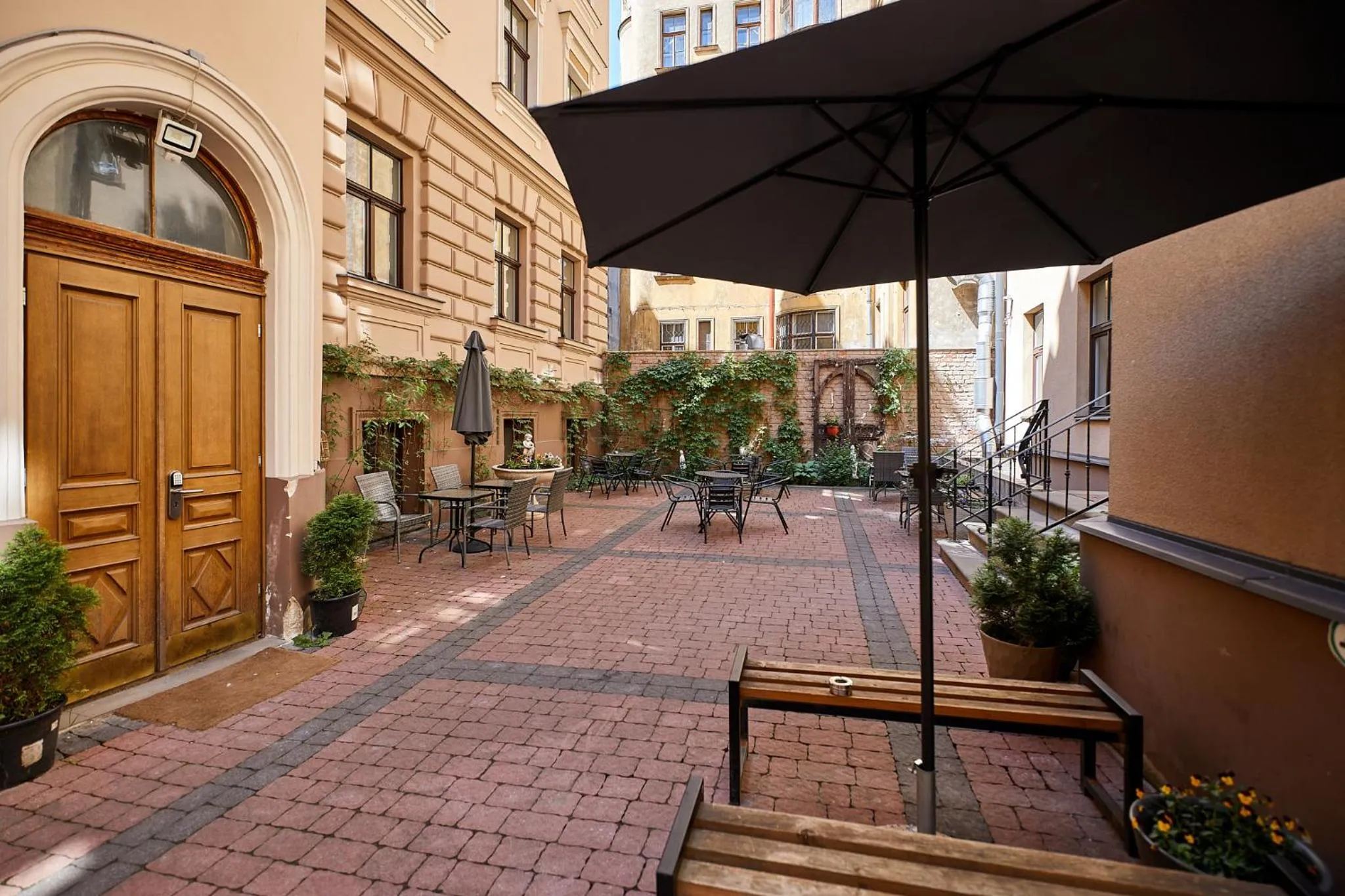 Inner courtyard view in Stabu Sēta Apartments