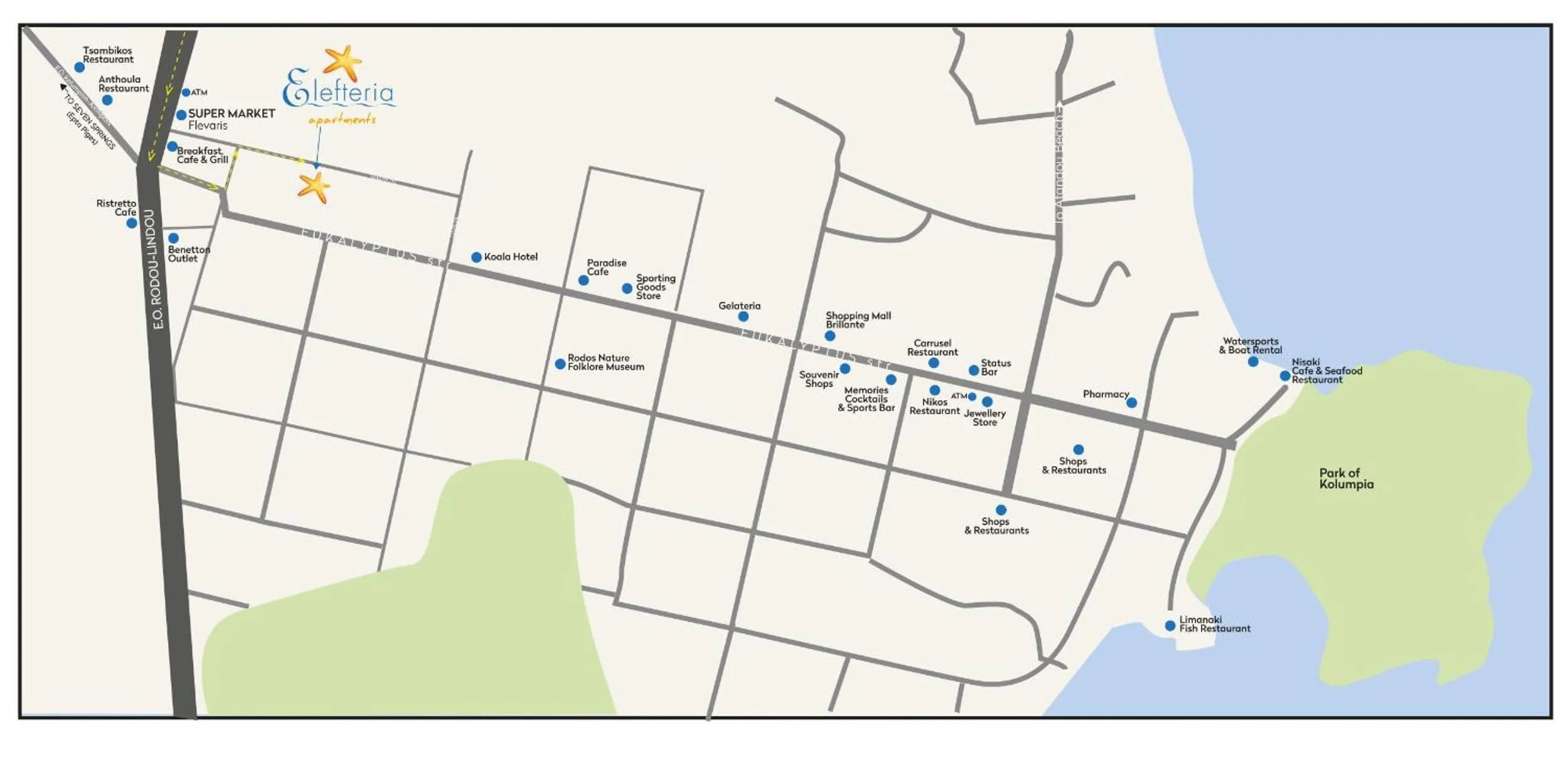 Bird's eye view in Elefteria Apts & Suites