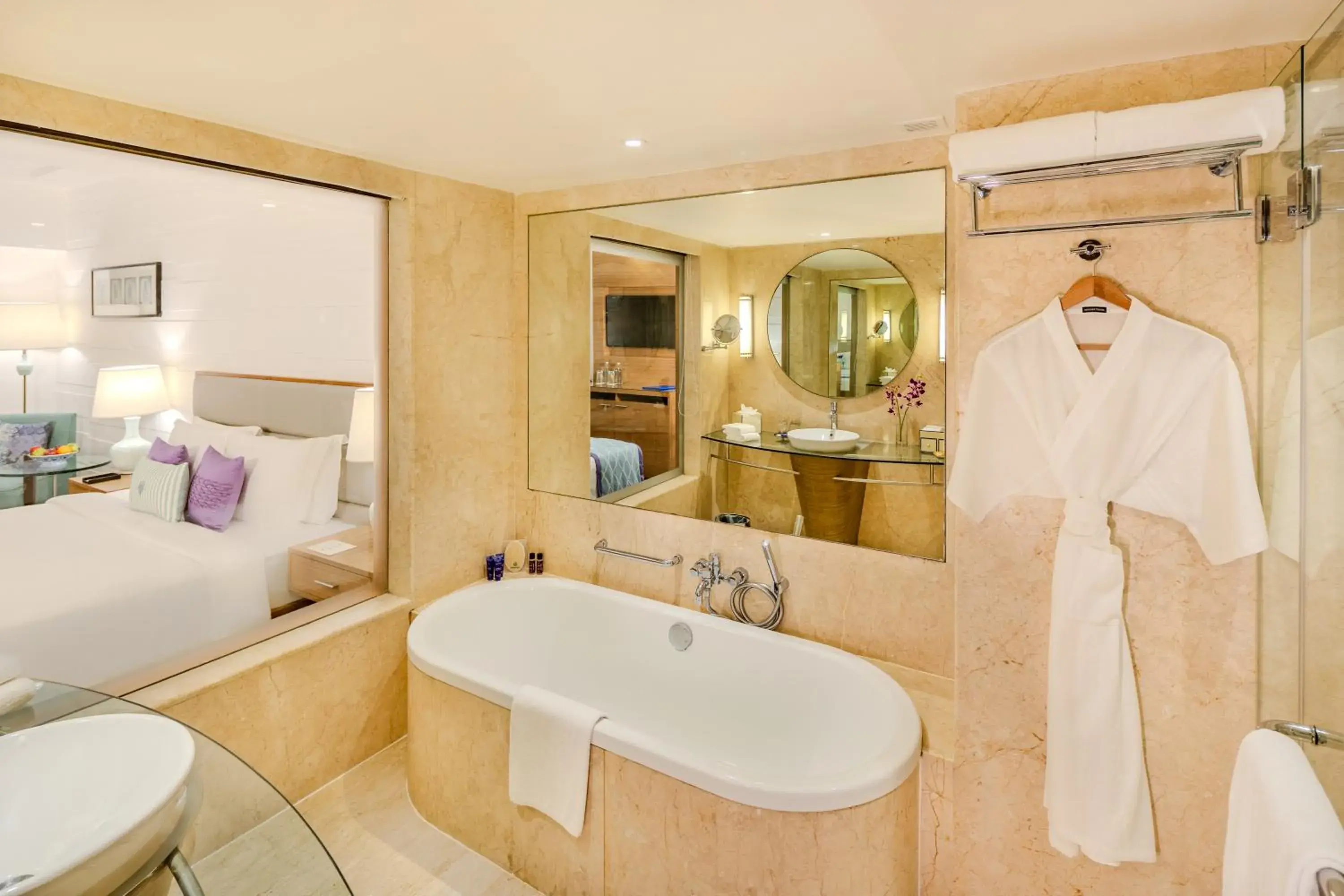 Bath, Bed in Vivanta Goa, Panaji Bath, Bed in Vivanta Goa, Panaji