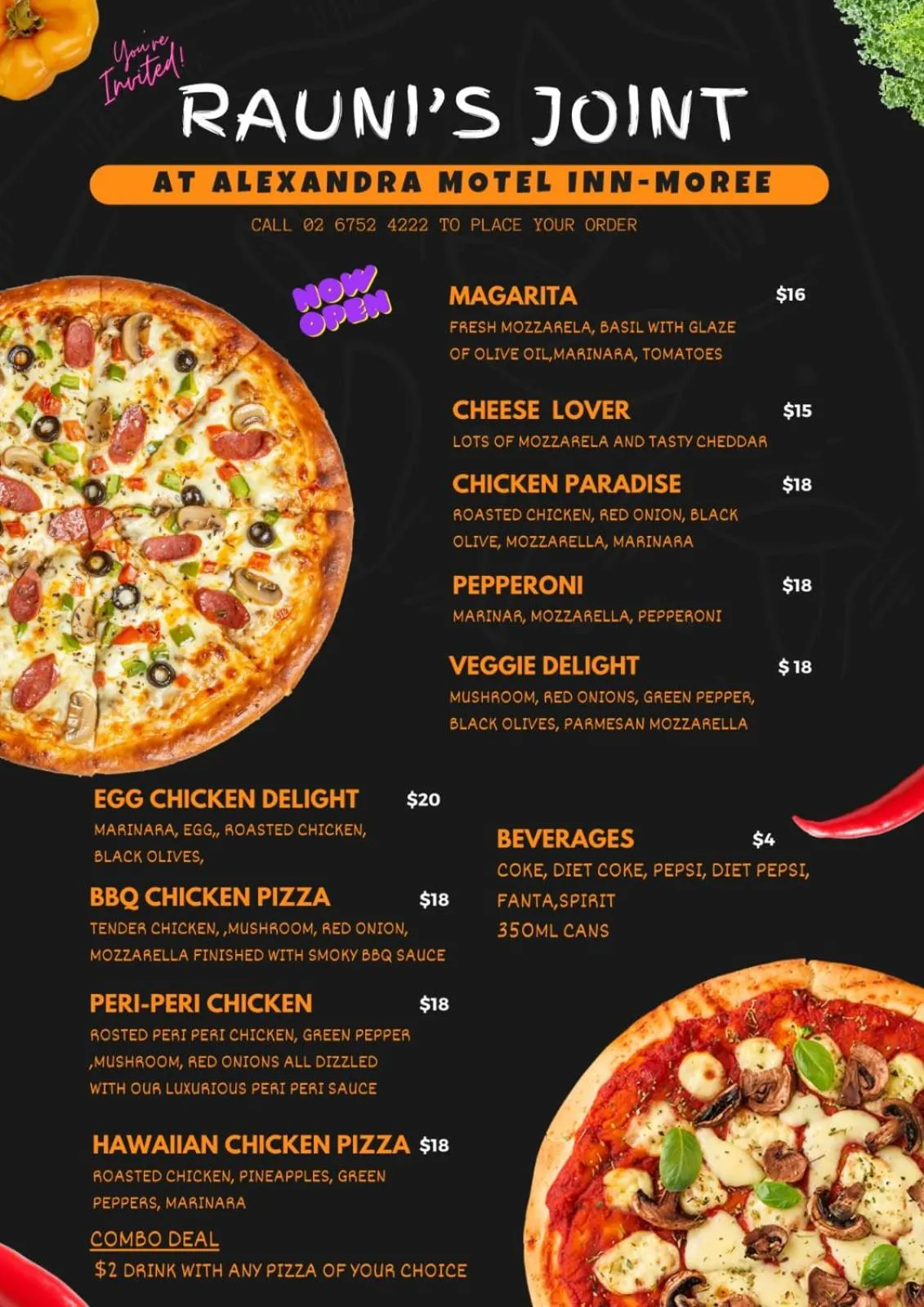 Restaurant/places to eat in Alexander Motor Inn