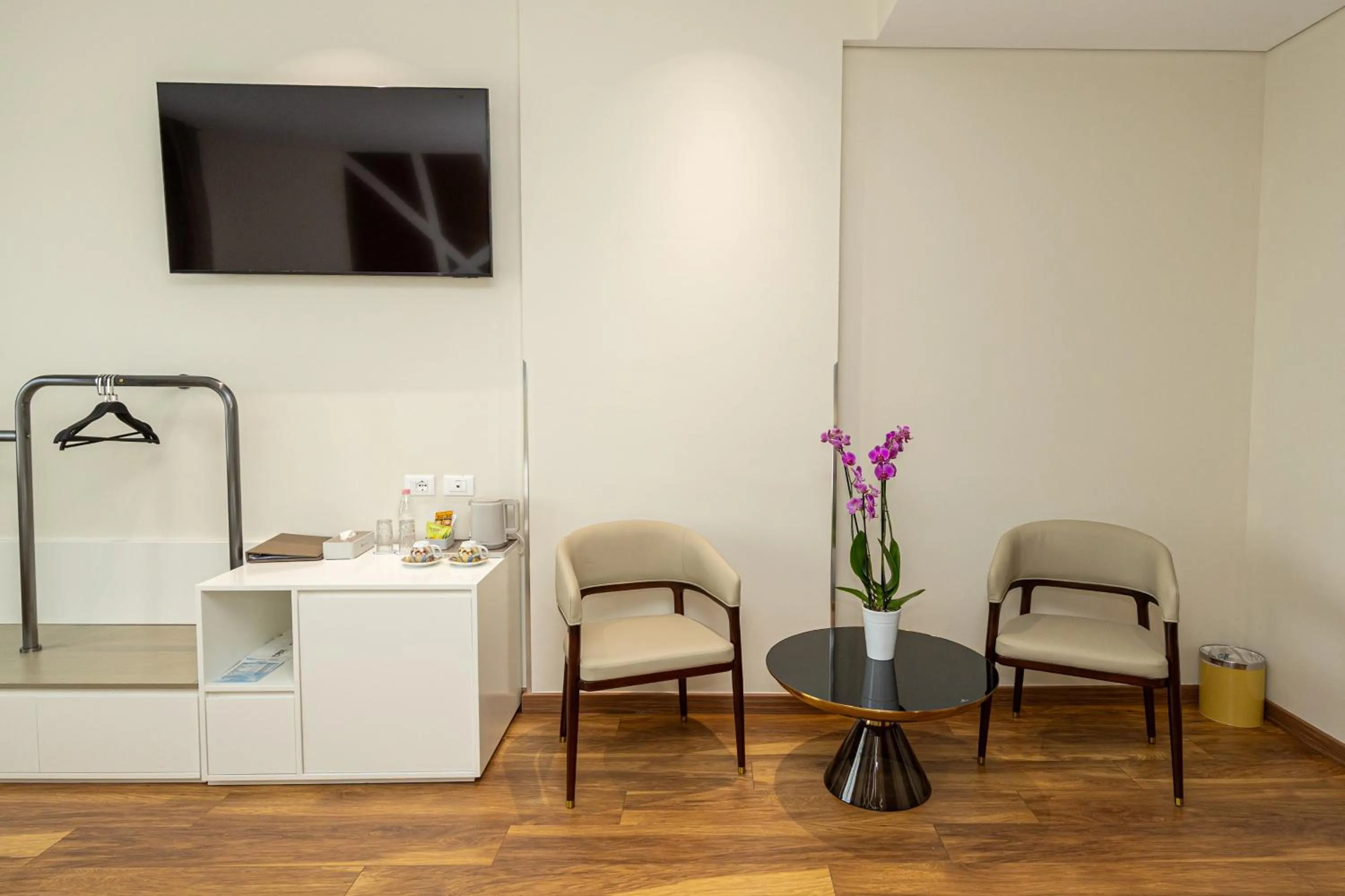 Communal lounge/ TV room in Sky Hotel Tirana