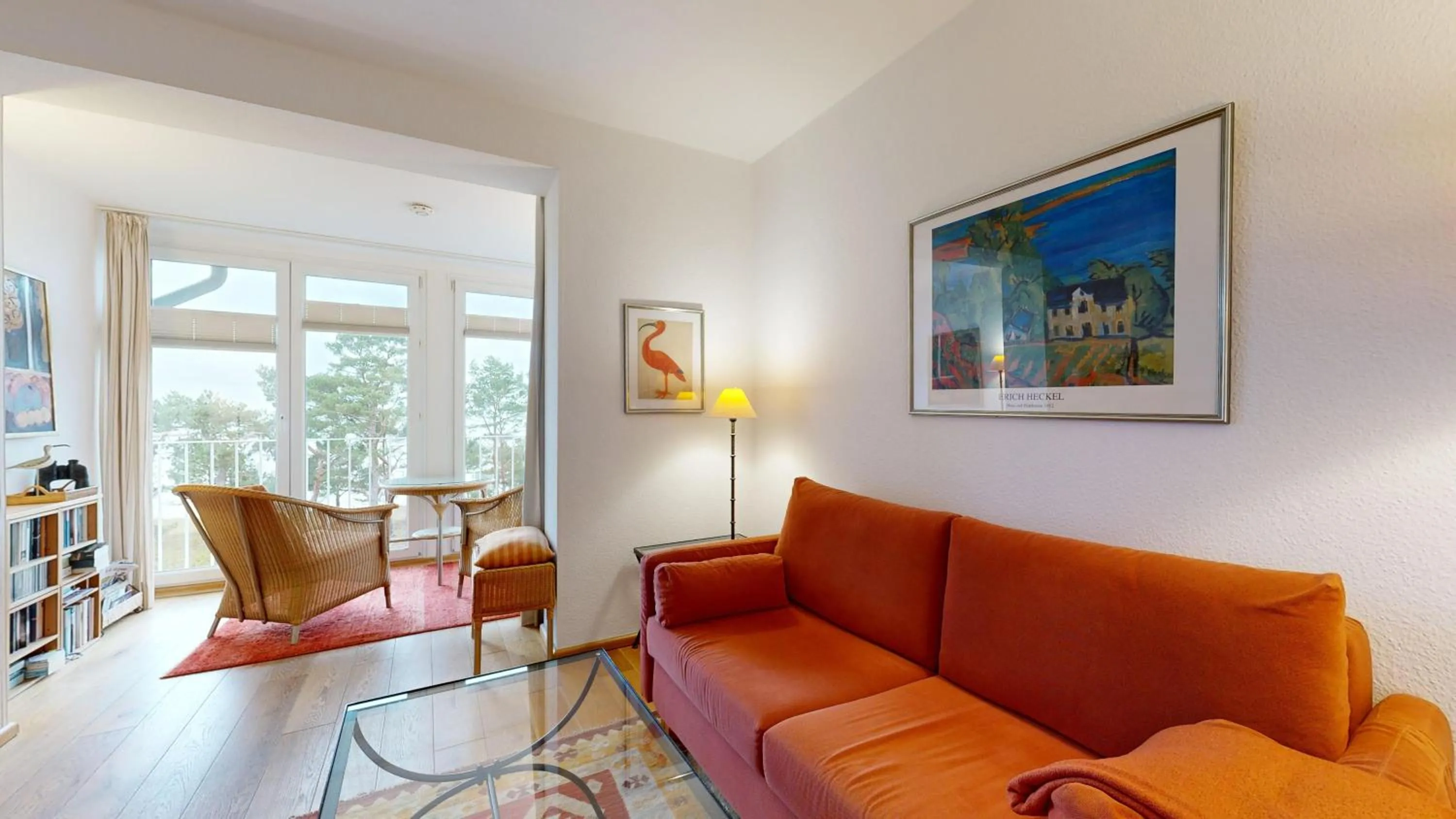 Living room in FeWo direkt am Strand mit Meerblick und Südbalkon, Villa Freia 27, Binz