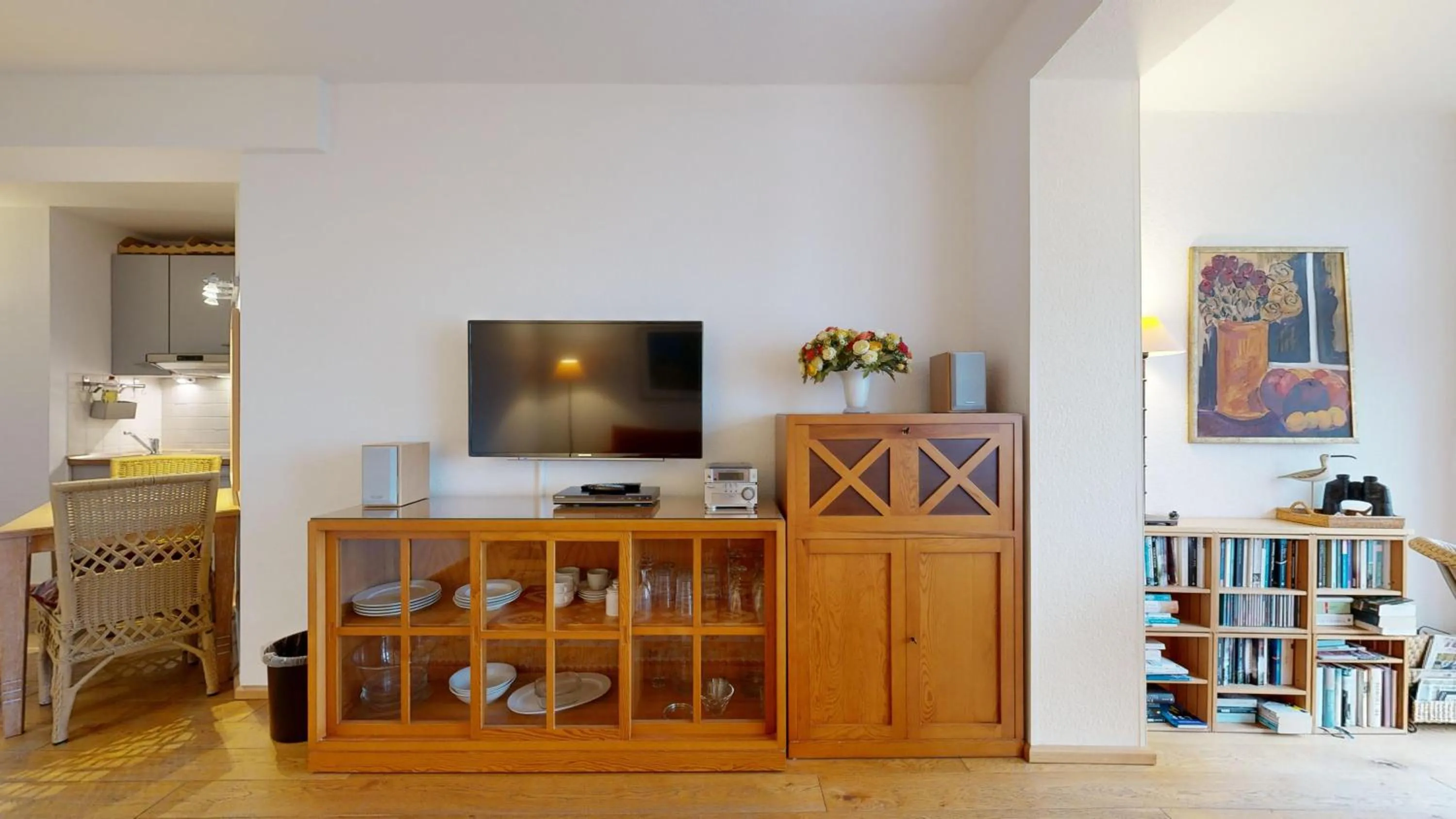 Living room in FeWo direkt am Strand mit Meerblick und Südbalkon, Villa Freia 27, Binz