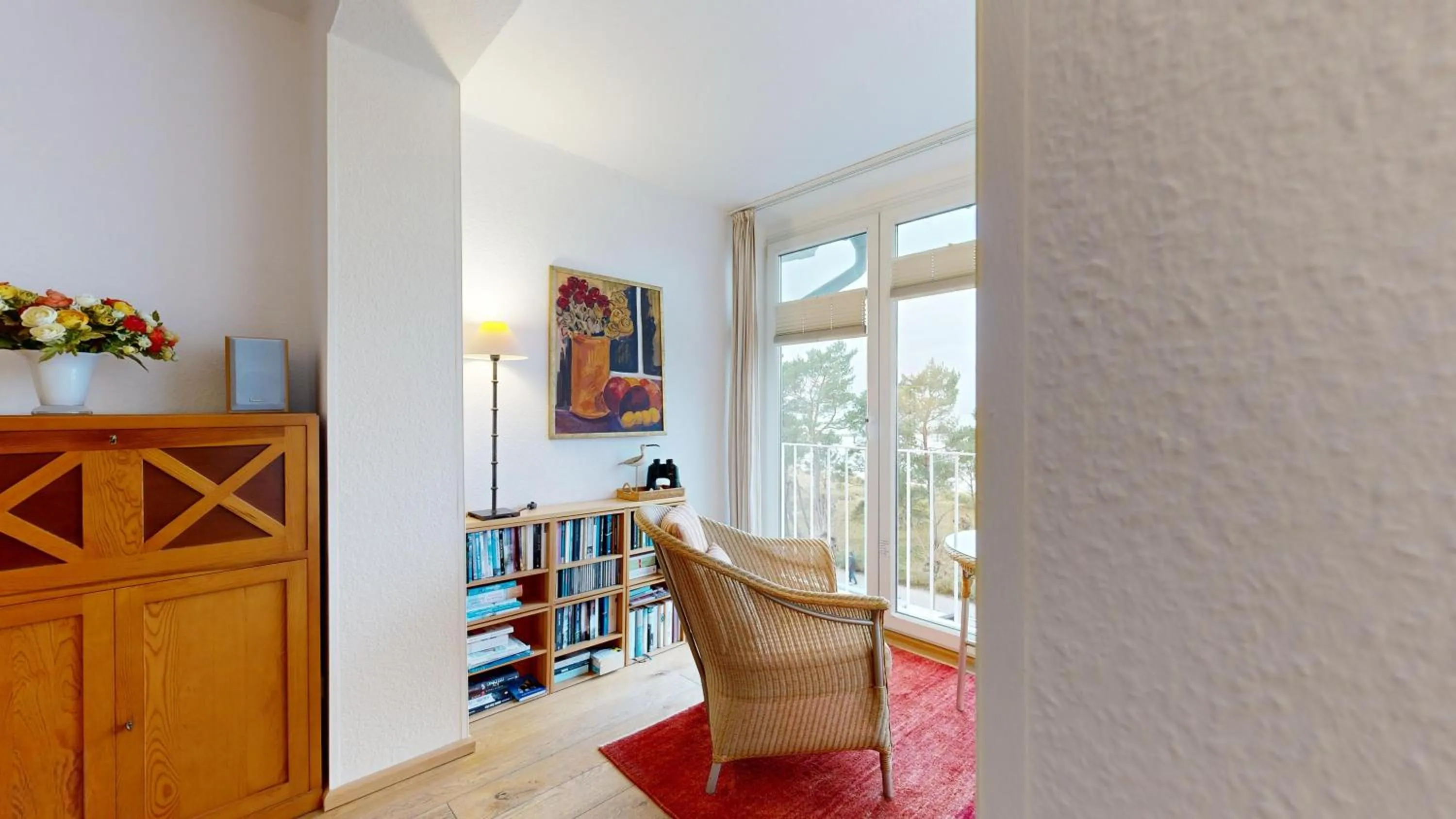 Living room in FeWo direkt am Strand mit Meerblick und Südbalkon, Villa Freia 27, Binz