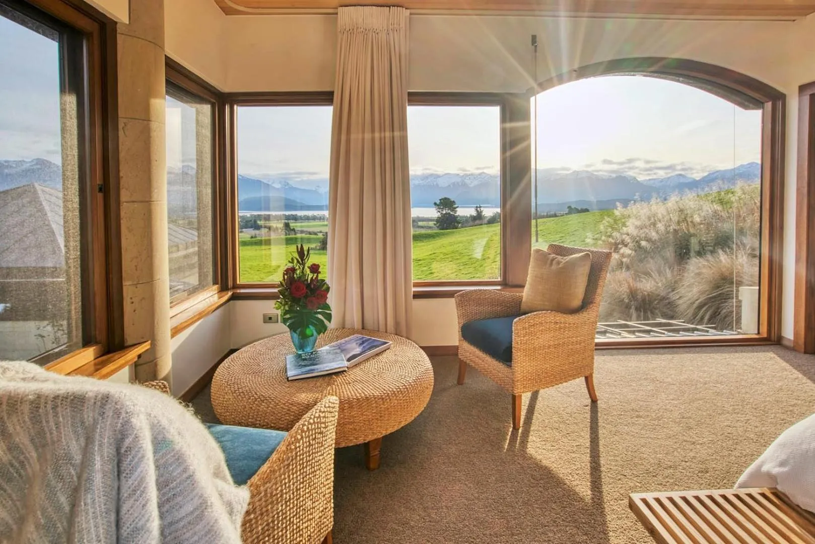 Seating area in Cabot Lodge - Fiordland National Park