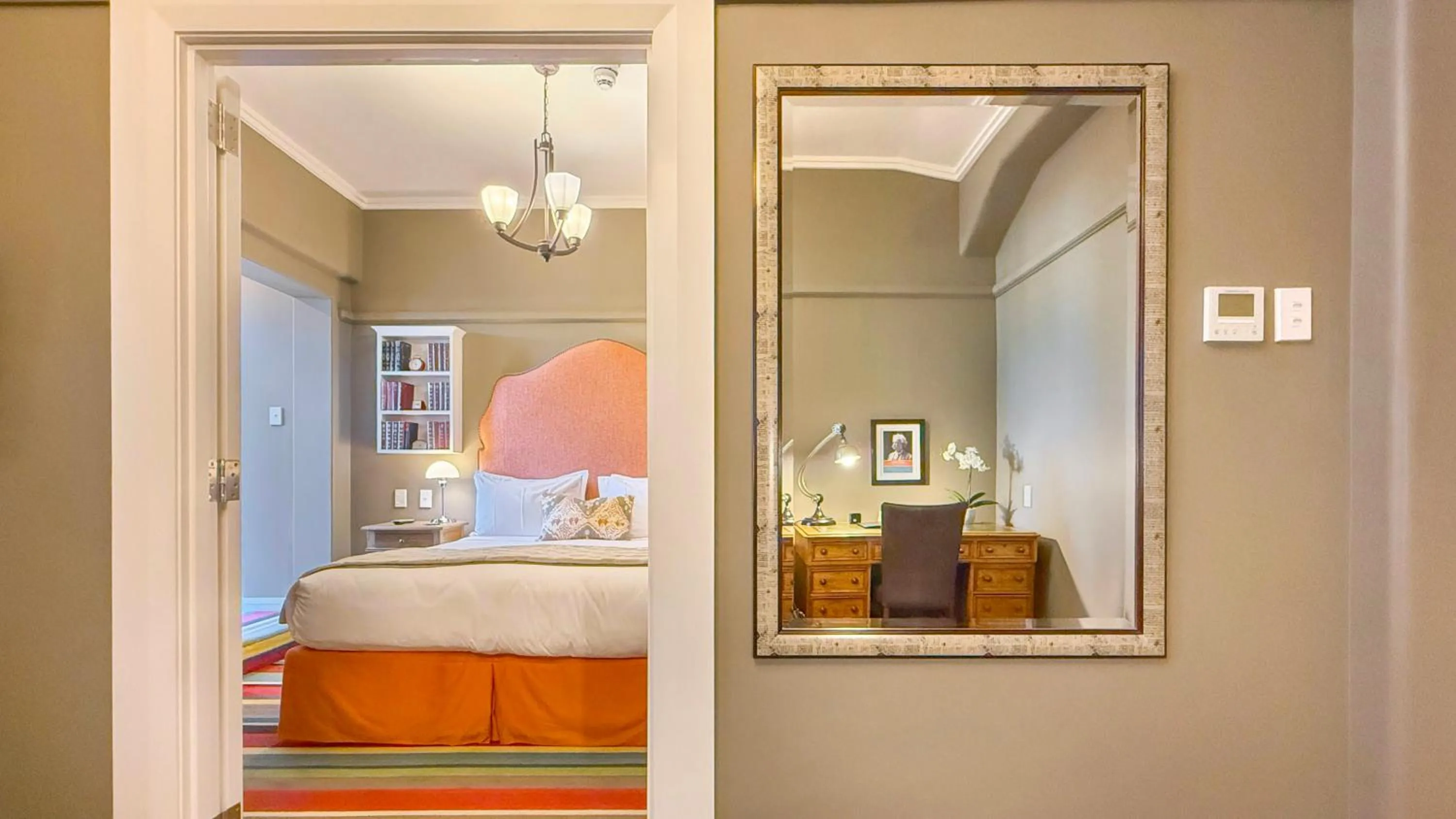 Bedroom, Bed in Art Deco Masonic Hotel