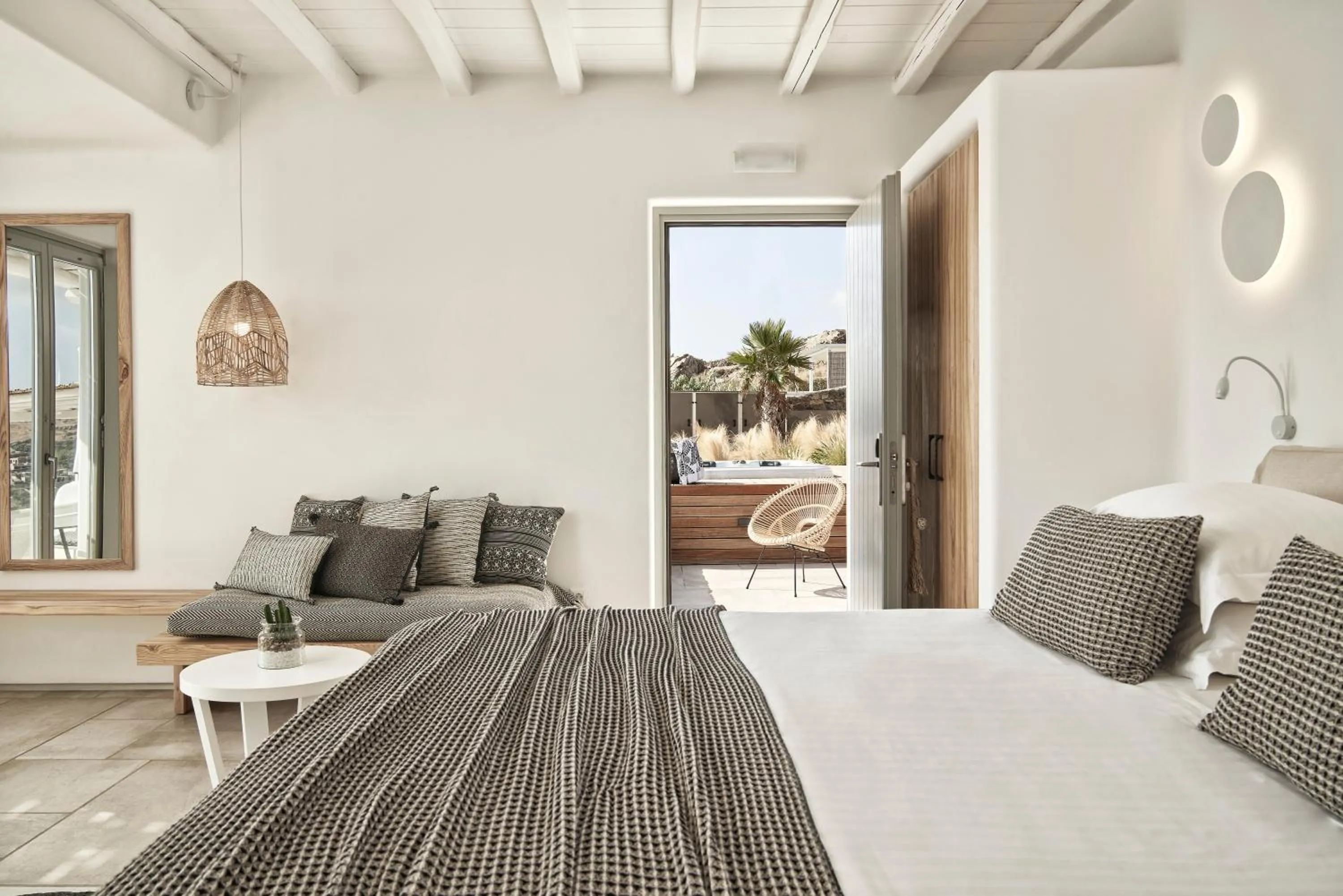 Bed in Mykonos Bliss - Cozy Suites, Adults Only Hotel