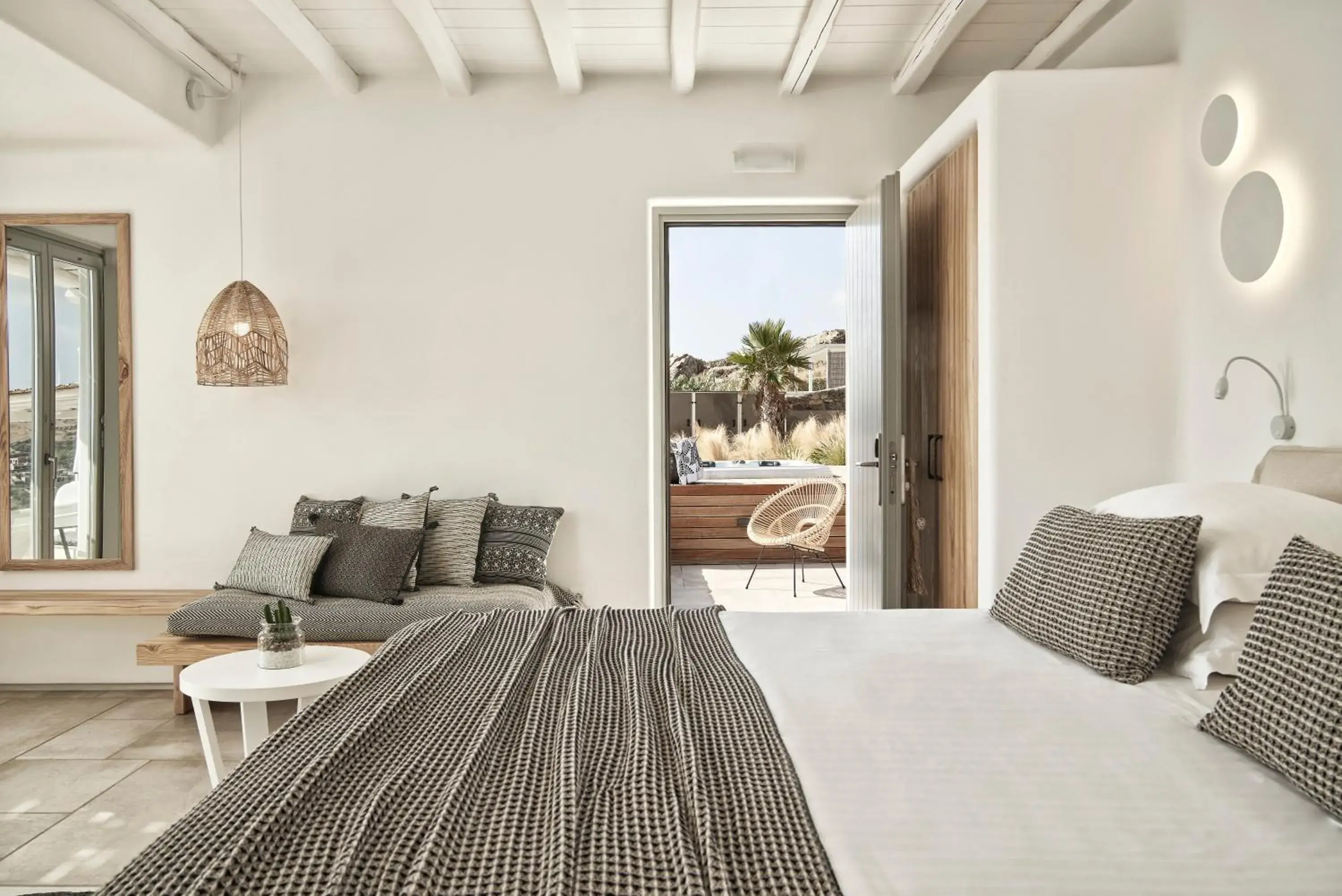 Bed in Mykonos Bliss - Cozy Suites, Adults Only Hotel Bed in Mykonos Bliss - Cozy Suites, Adults Only Hotel