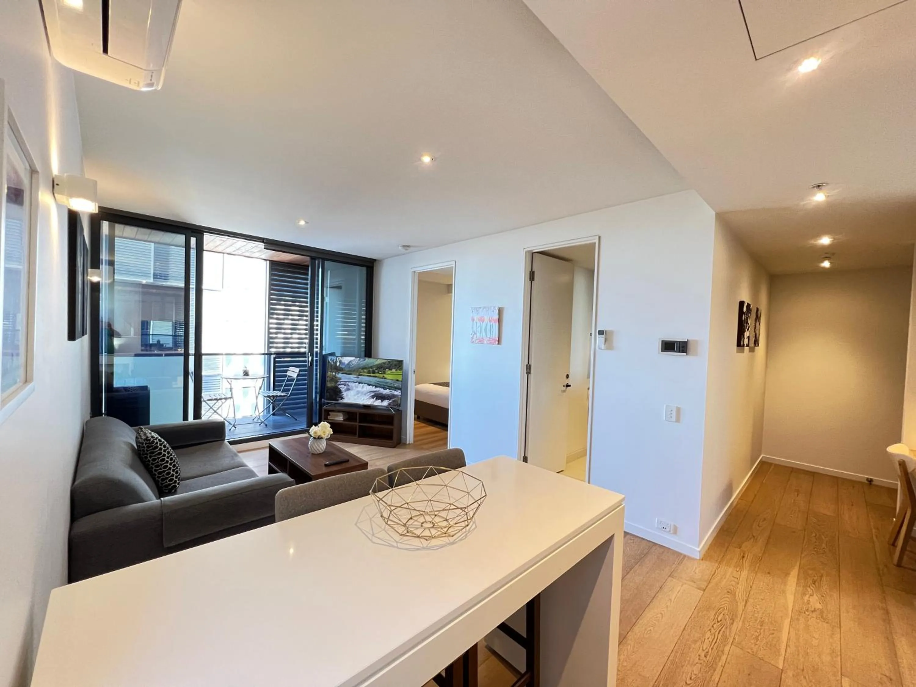 Living room in Flinders Street Apartments
