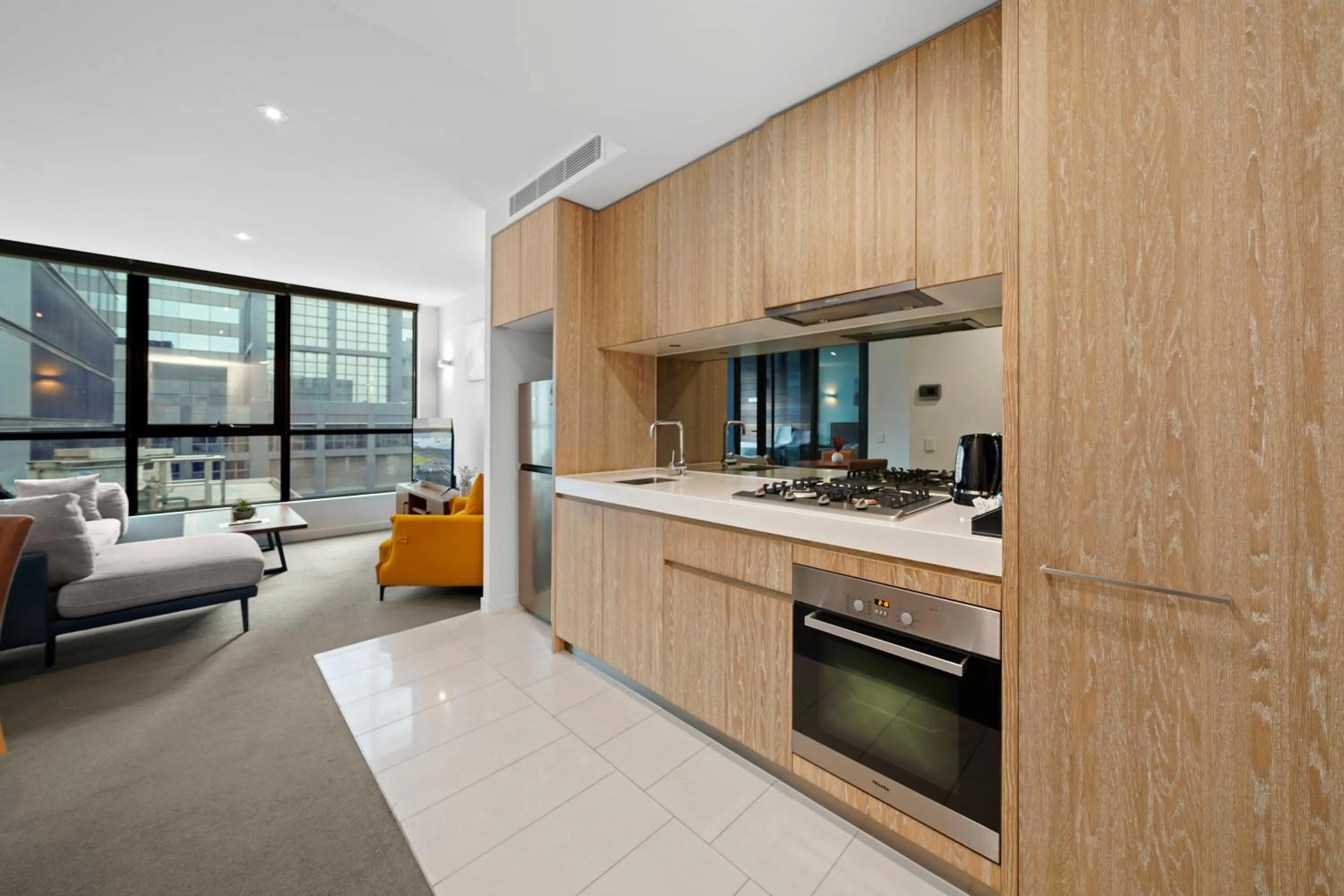 kitchen in Flinders Street Apartments