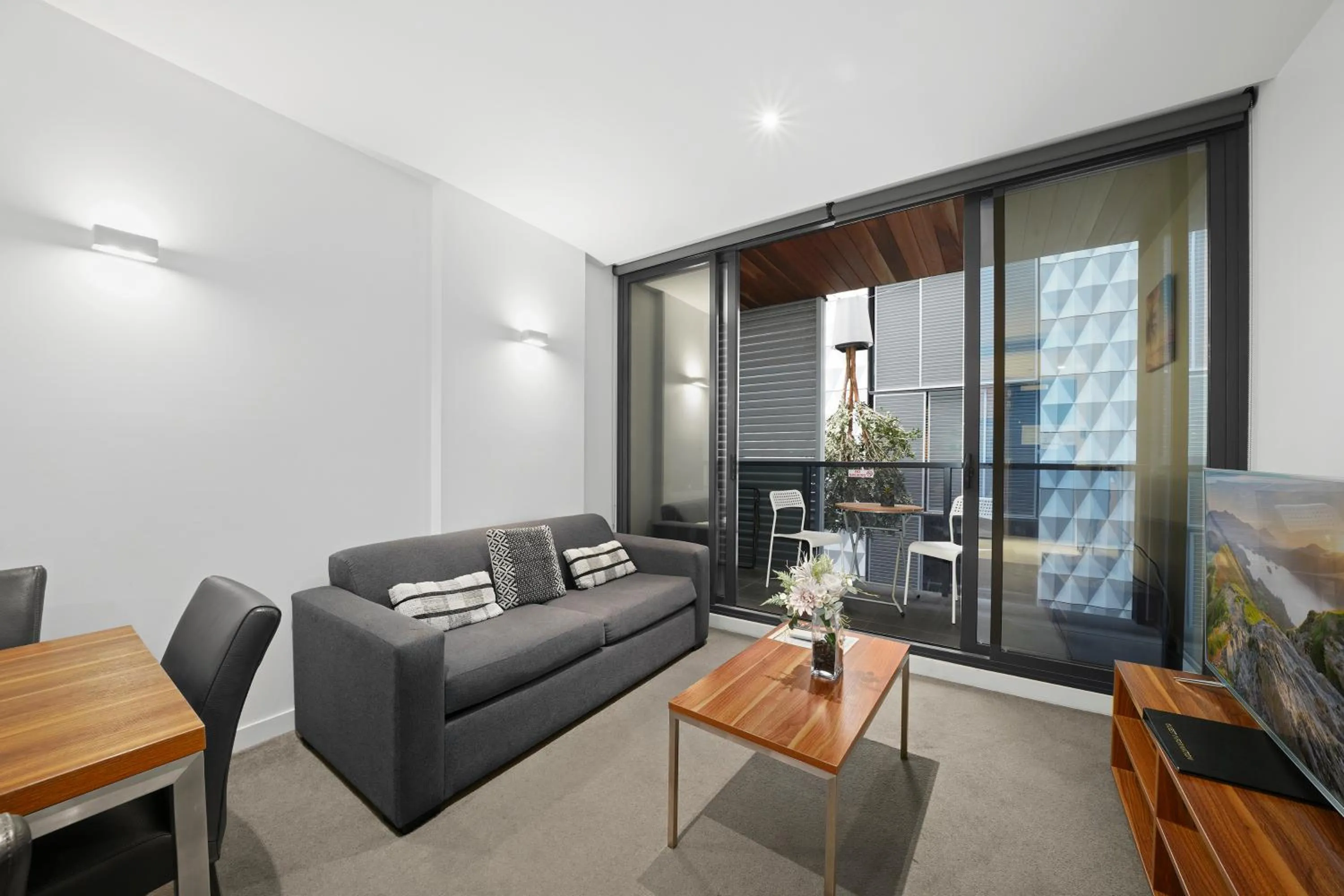 Living room in Flinders Street Apartments