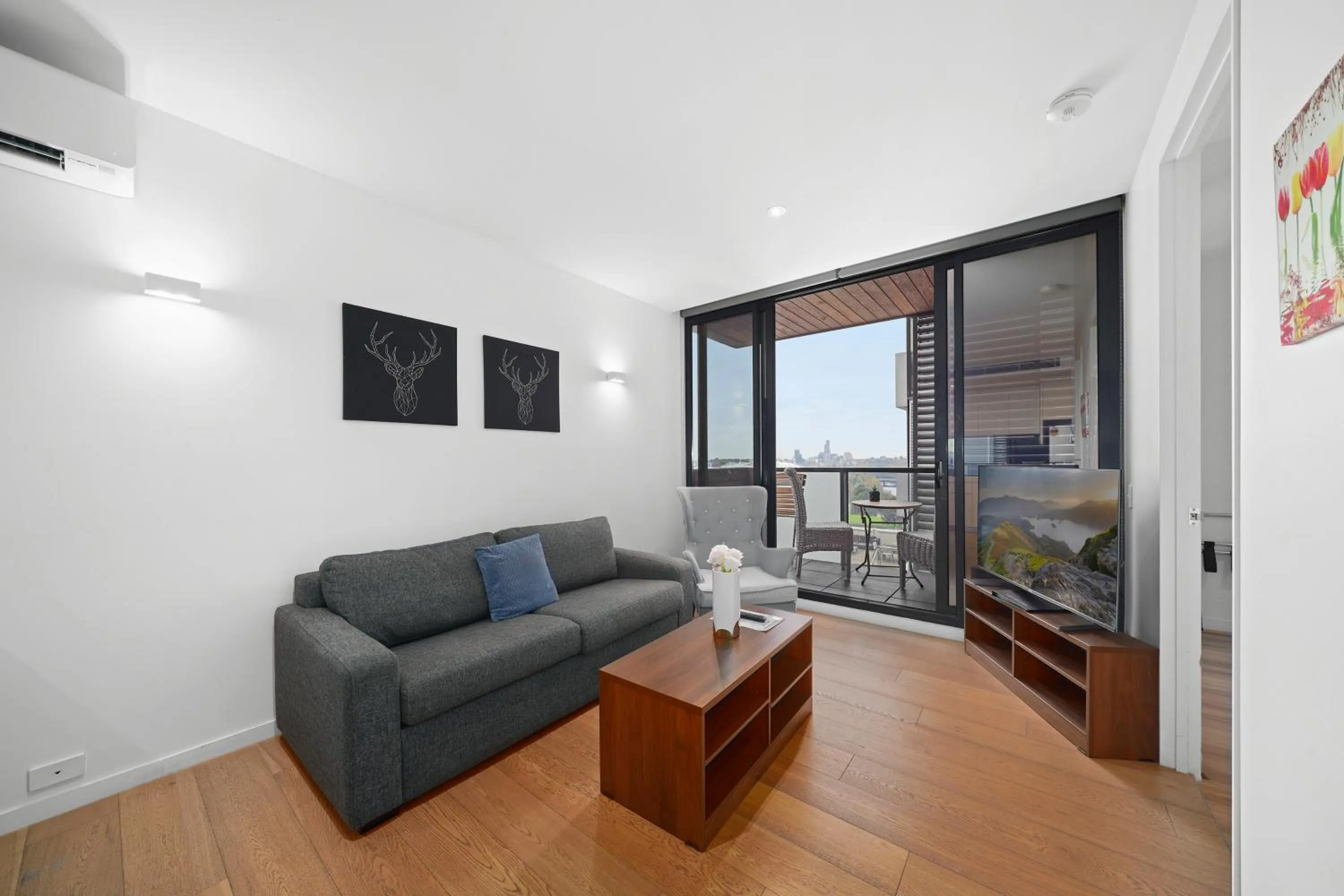 Living room in Flinders Street Apartments