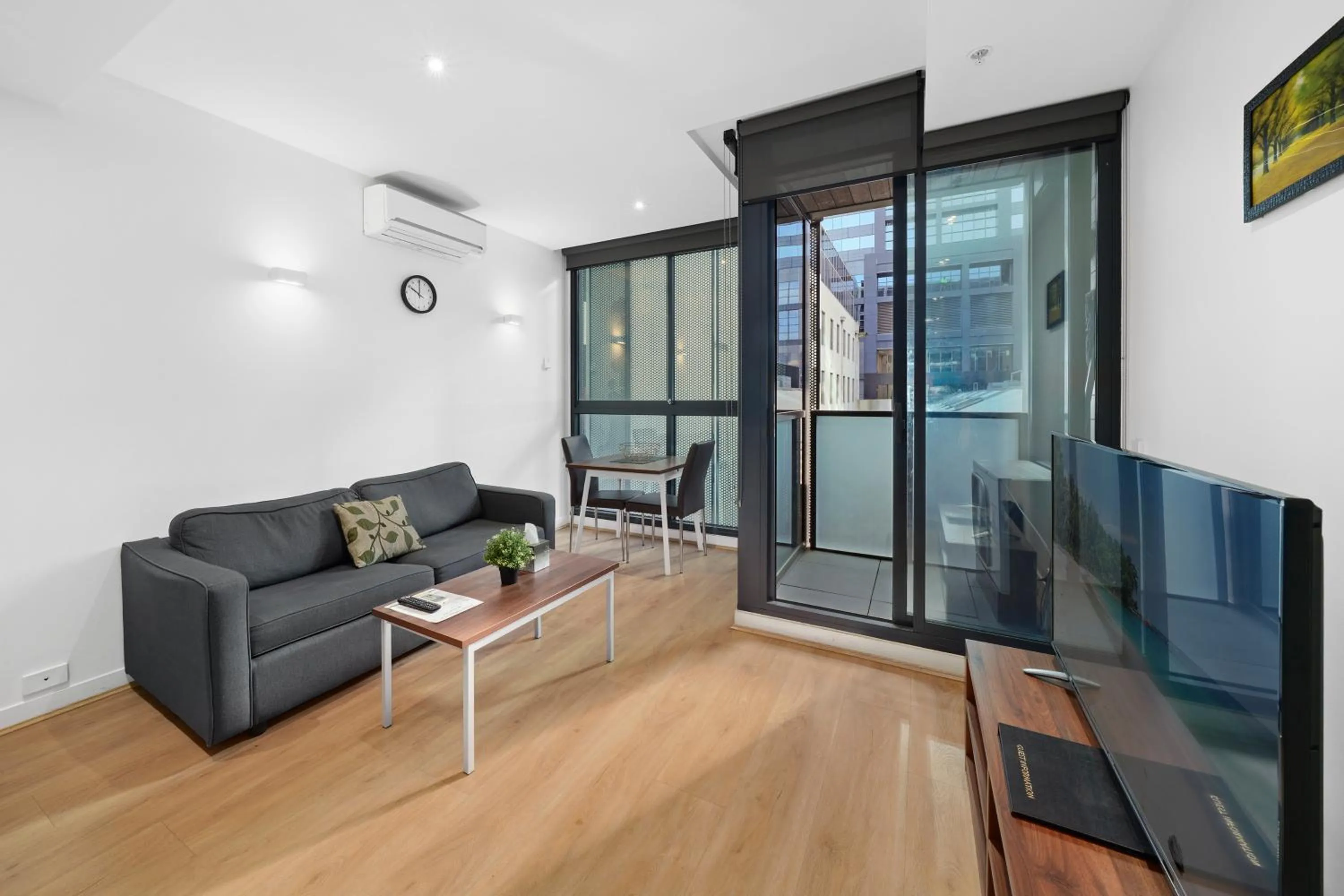 Living room in Flinders Street Apartments
