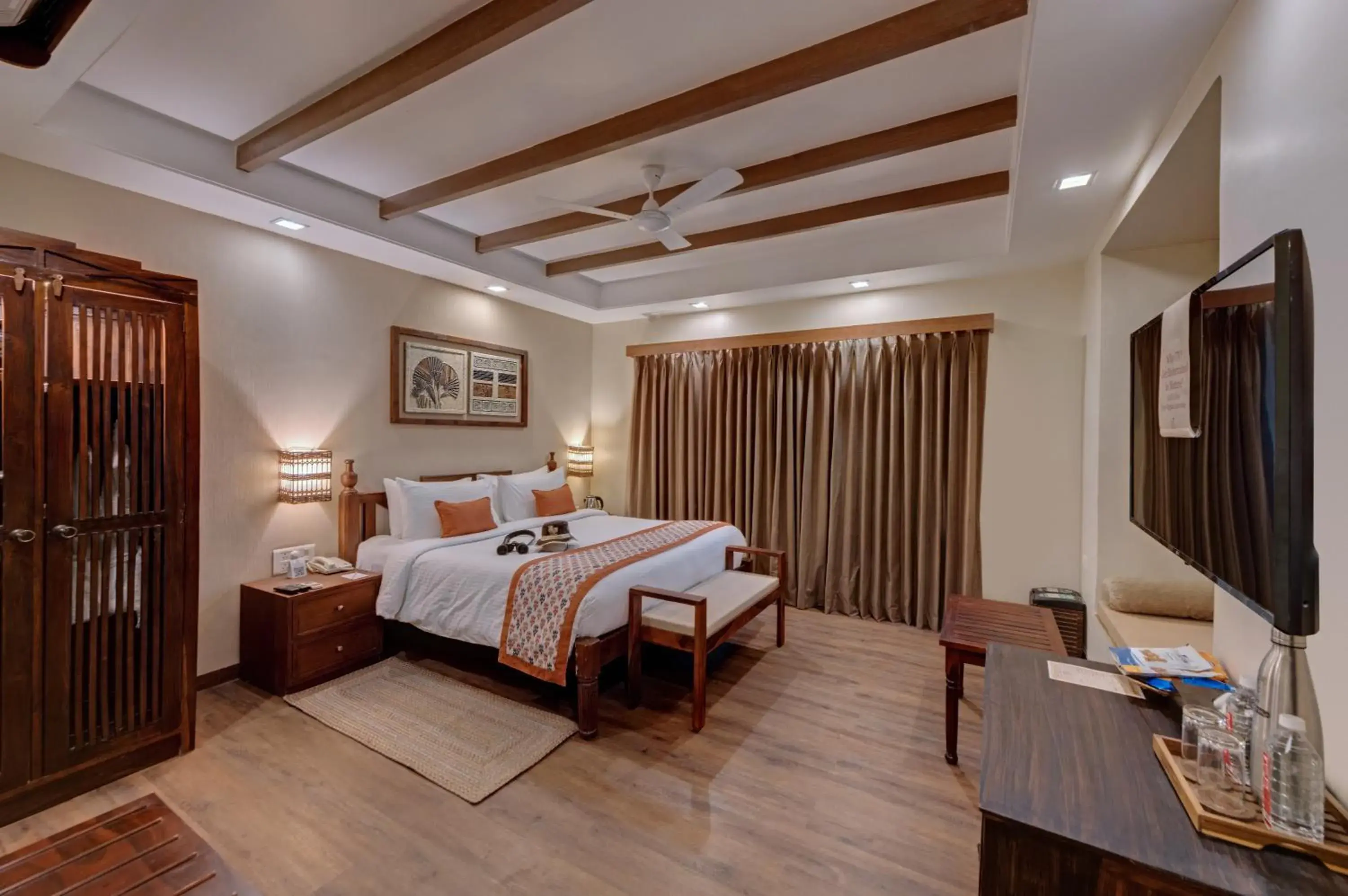 Bedroom, Bed in The Fern Gir Forest Resort, Sasan Gir - A Fern Crown Collection Resort Bedroom, Bed in The Fern Gir Forest Resort, Sasan Gir - A Fern Crown Collection Resort