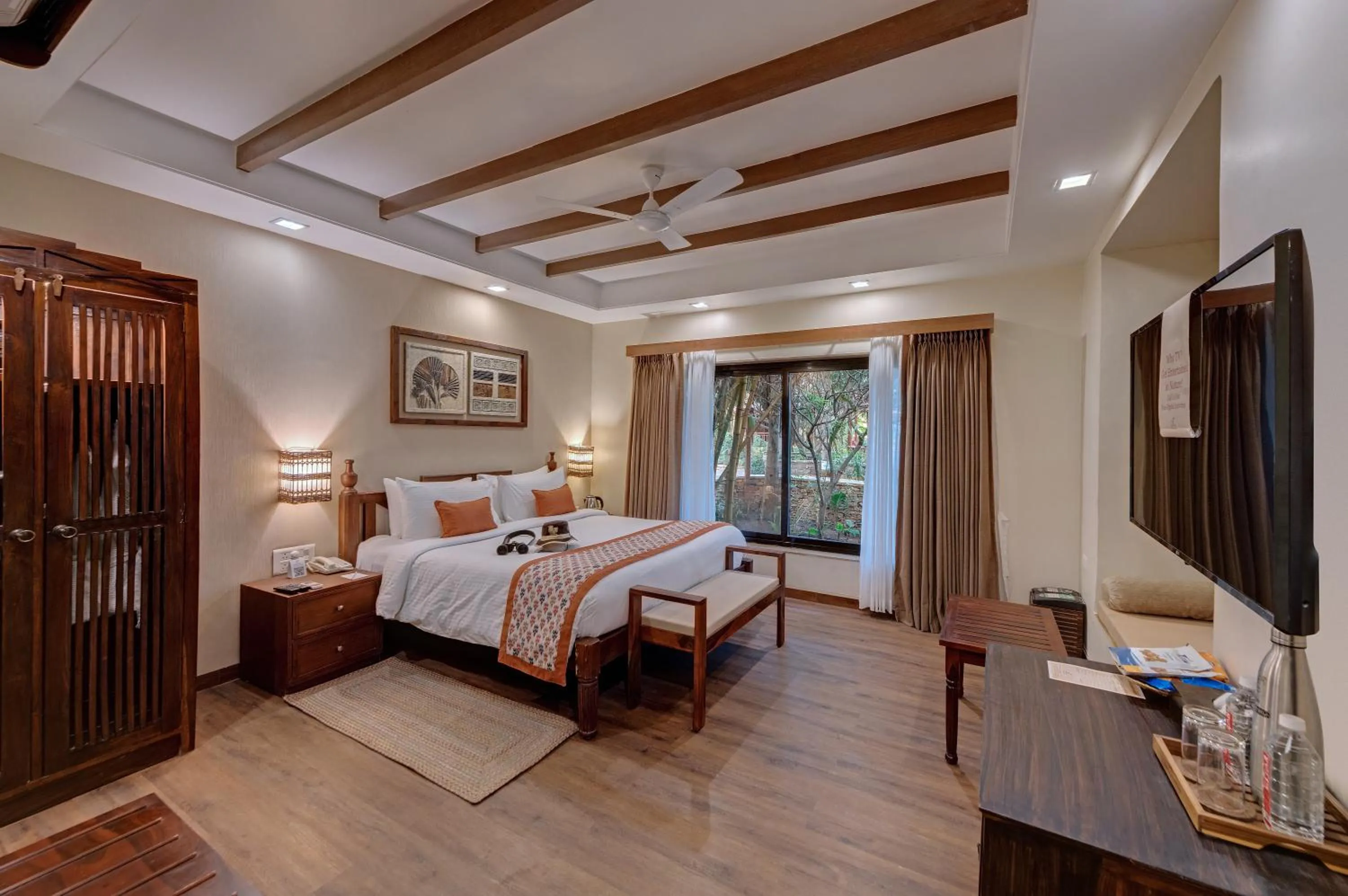 Bedroom, Bed in The Fern Gir Forest Resort, Sasan Gir - A Fern Crown Collection Resort