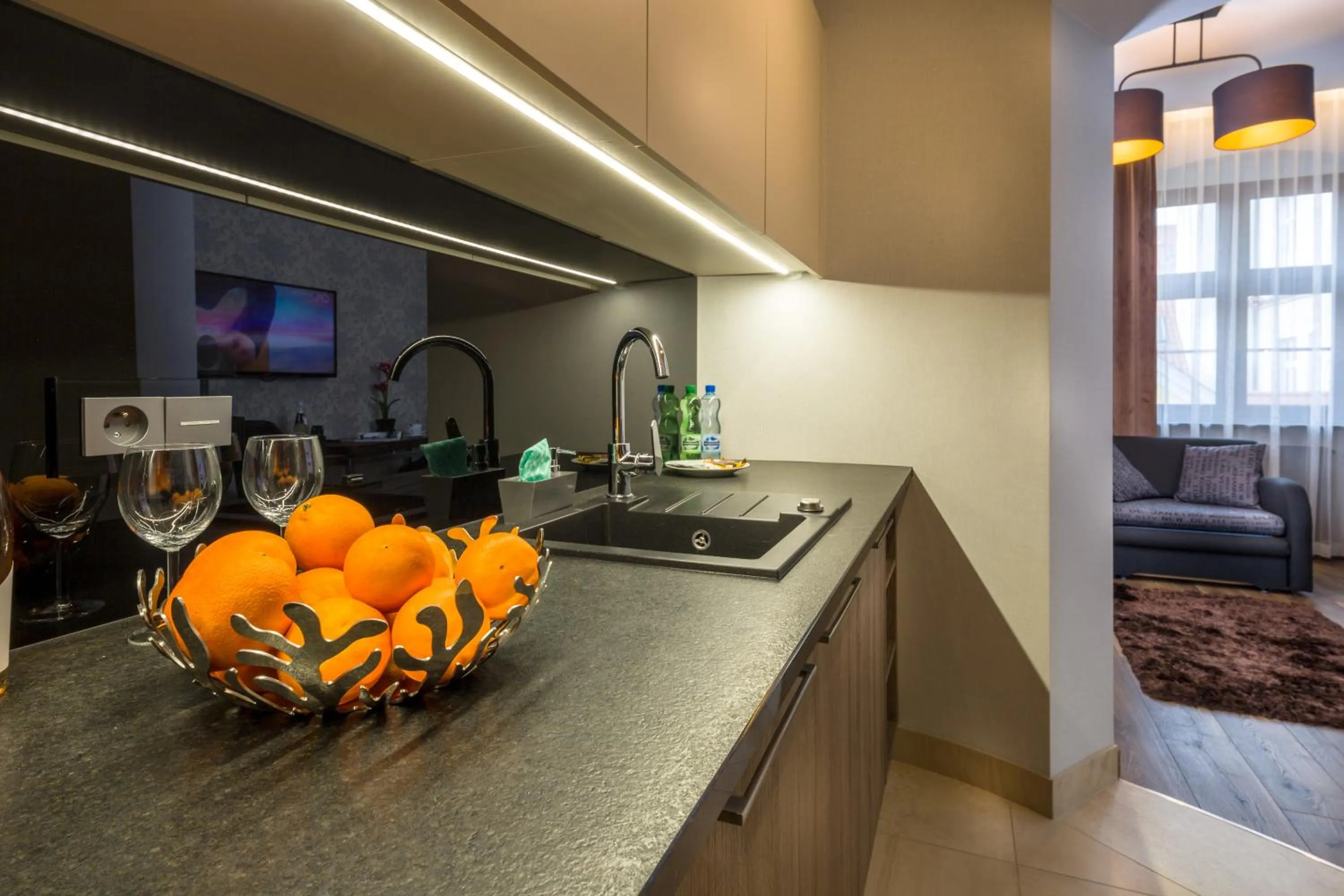 Kitchen or kitchenette in Aparthotel New Lux