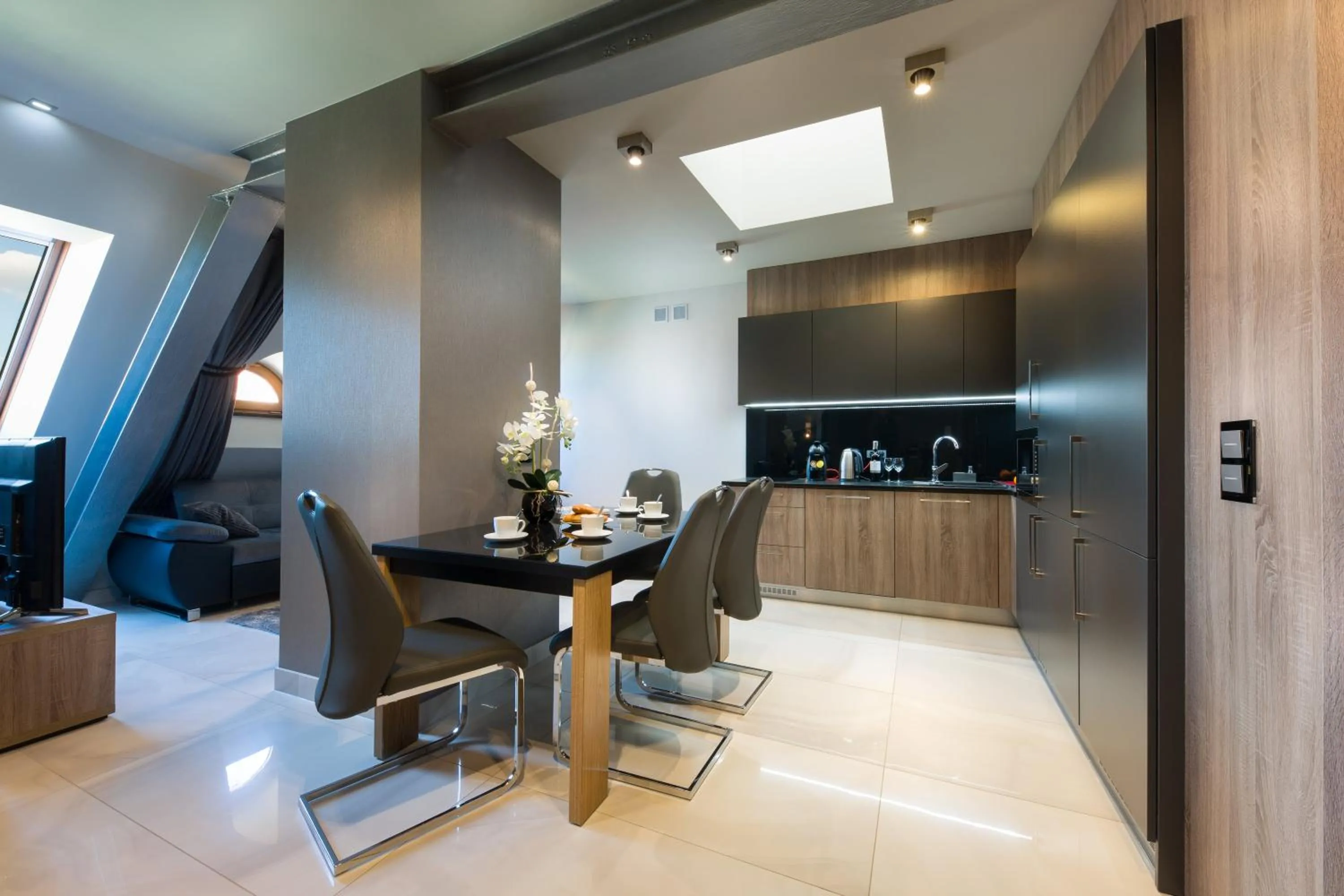 Kitchen or kitchenette in Aparthotel New Lux