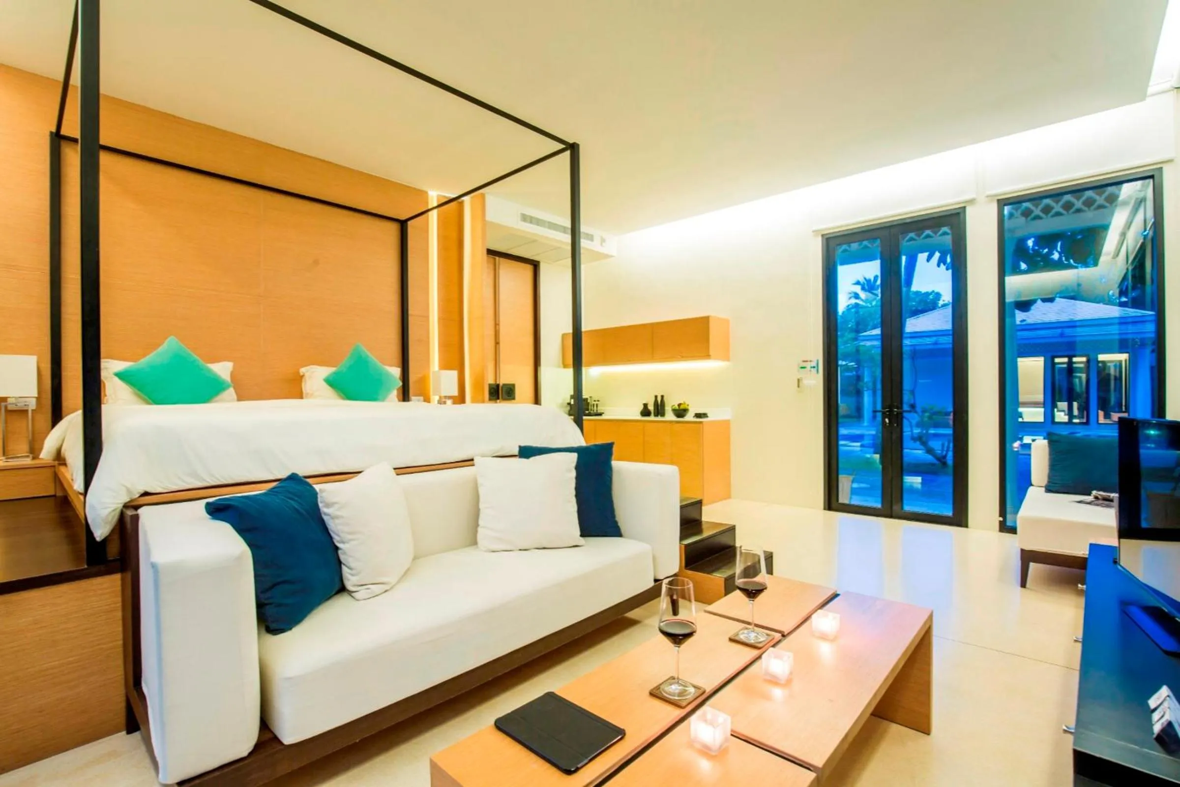 Bed in The Anda Mani Khaolak Beachfront Villas - Adult only