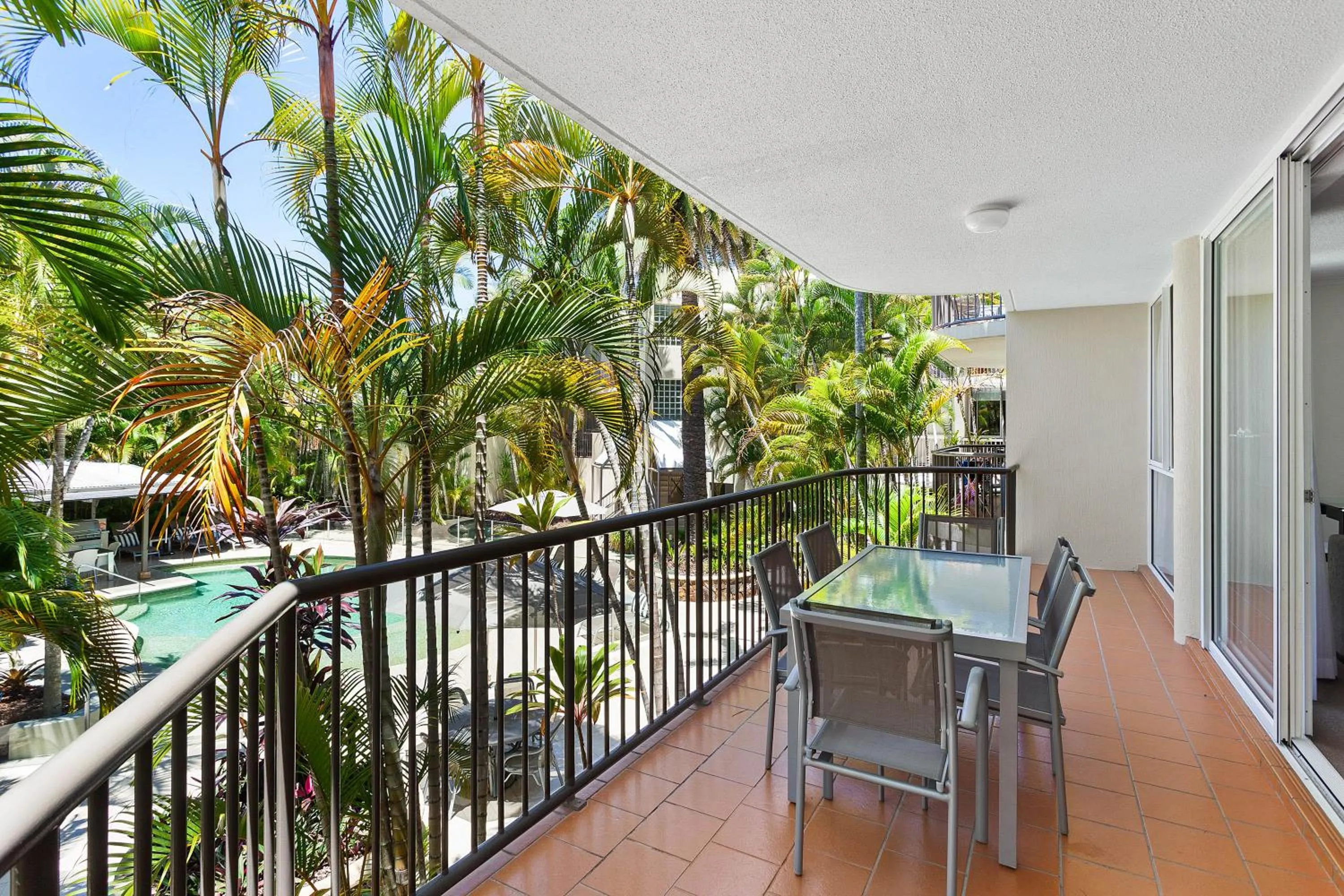 Pool view in Noosa Tropicana