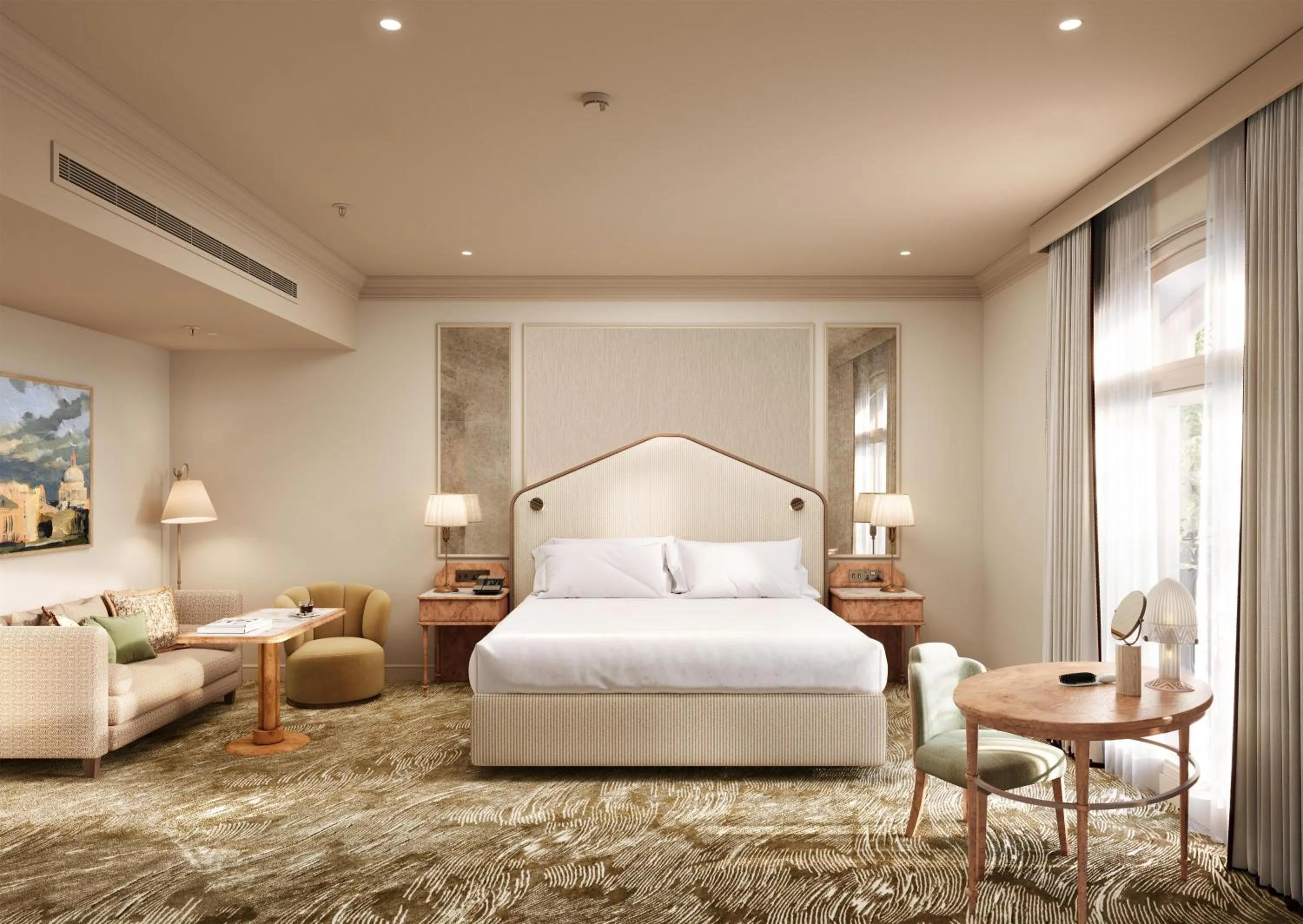 Bed in The Waldorf Hilton