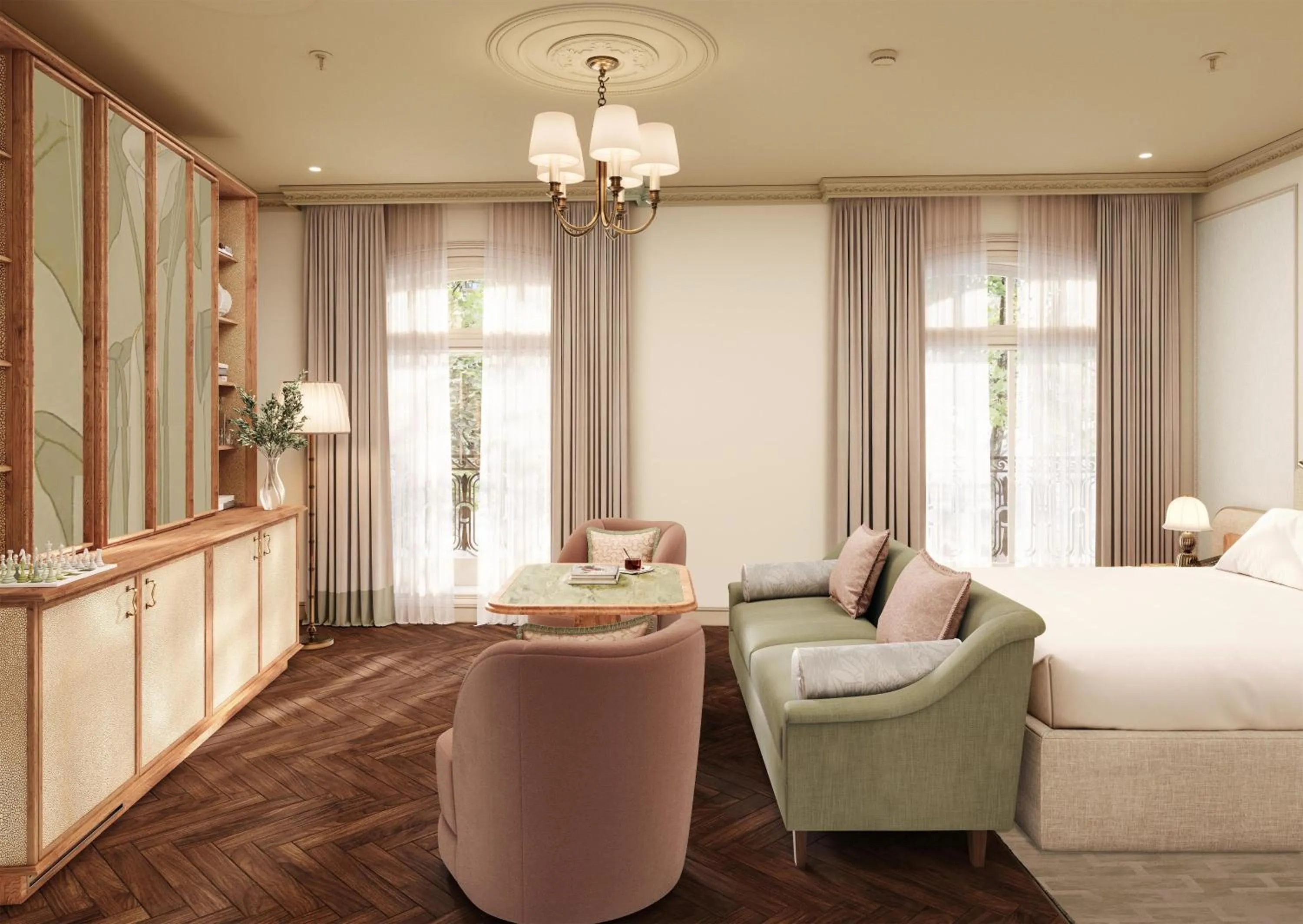 Bed in The Waldorf Hilton