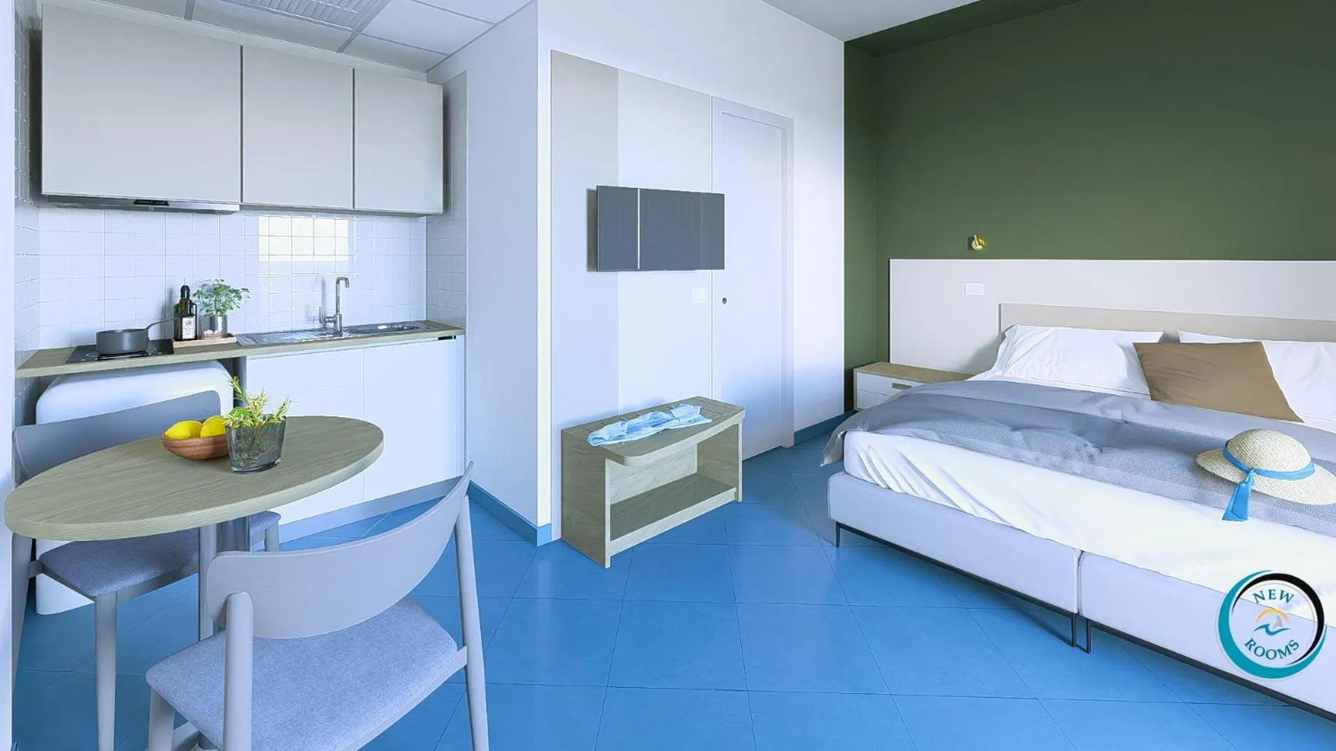 Kitchen or kitchenette, Bed in Hotel Residence Torre Del Porto