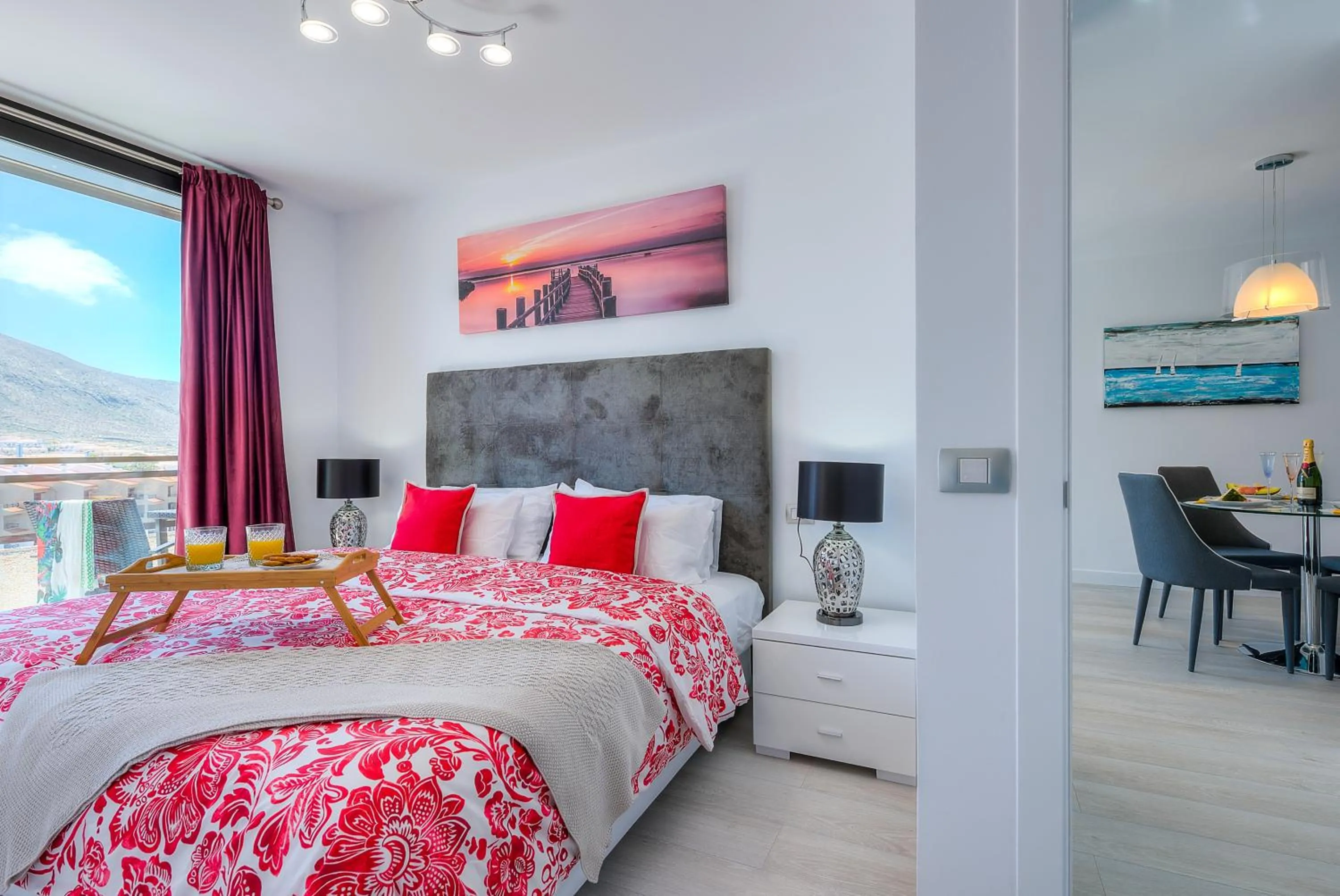 Balcony/Terrace, Bed in Modern Apartment Los Cristianos Center