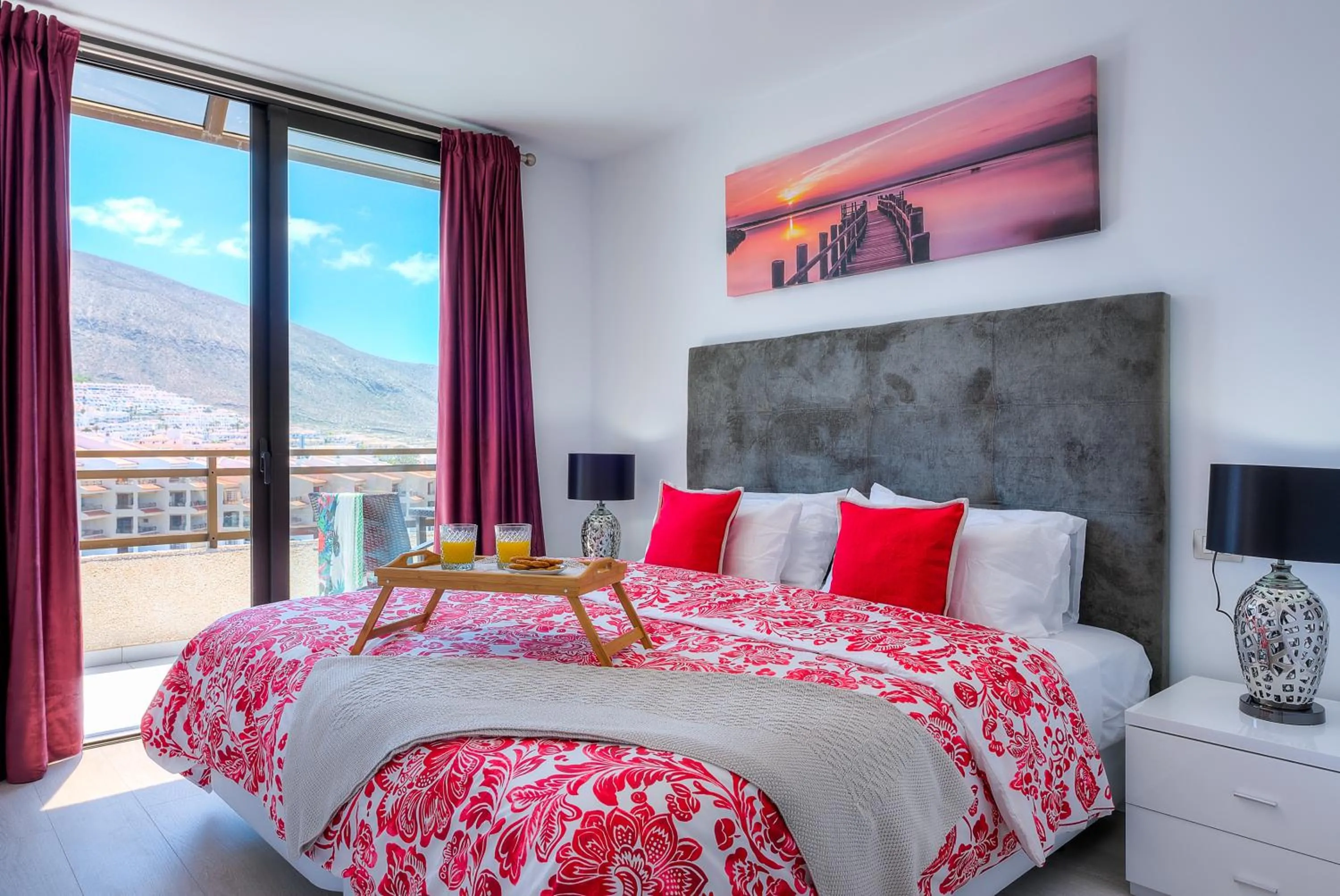 Balcony/Terrace, Bed in Modern Apartment Los Cristianos Center