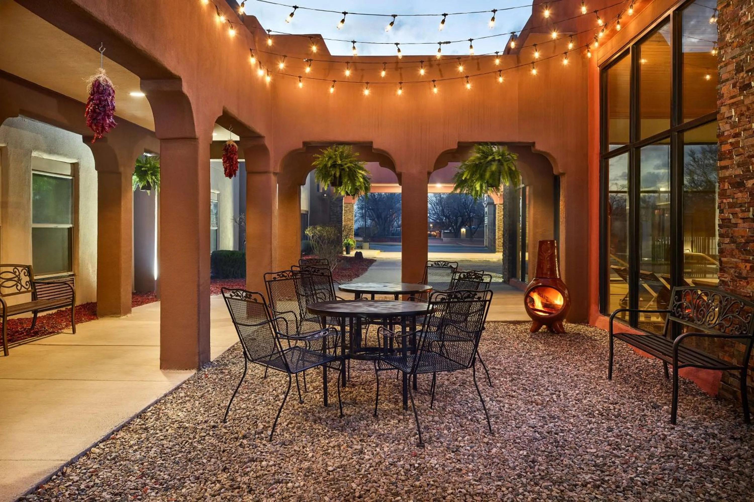 Patio in Hampton Inn Taos