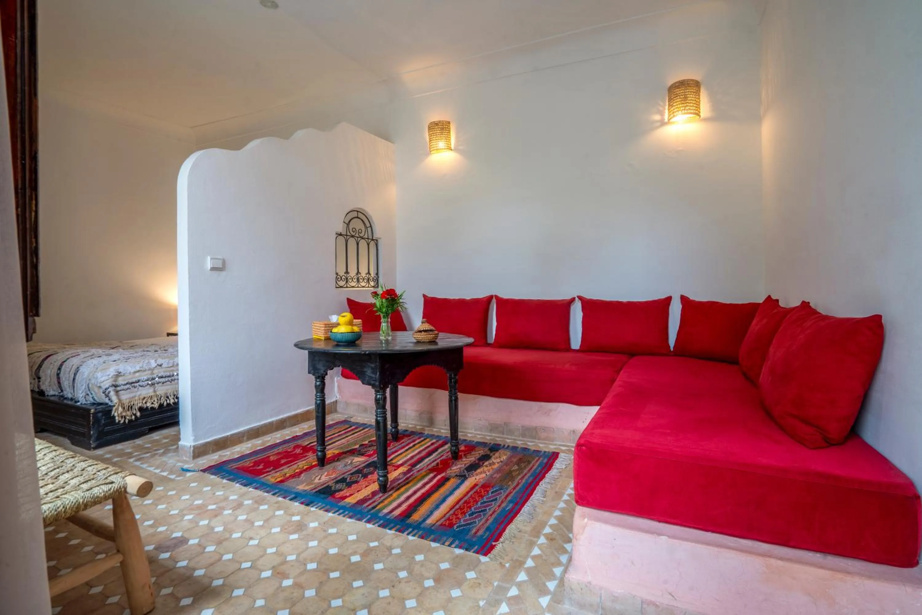 Seating area, Bed in Riad Nora