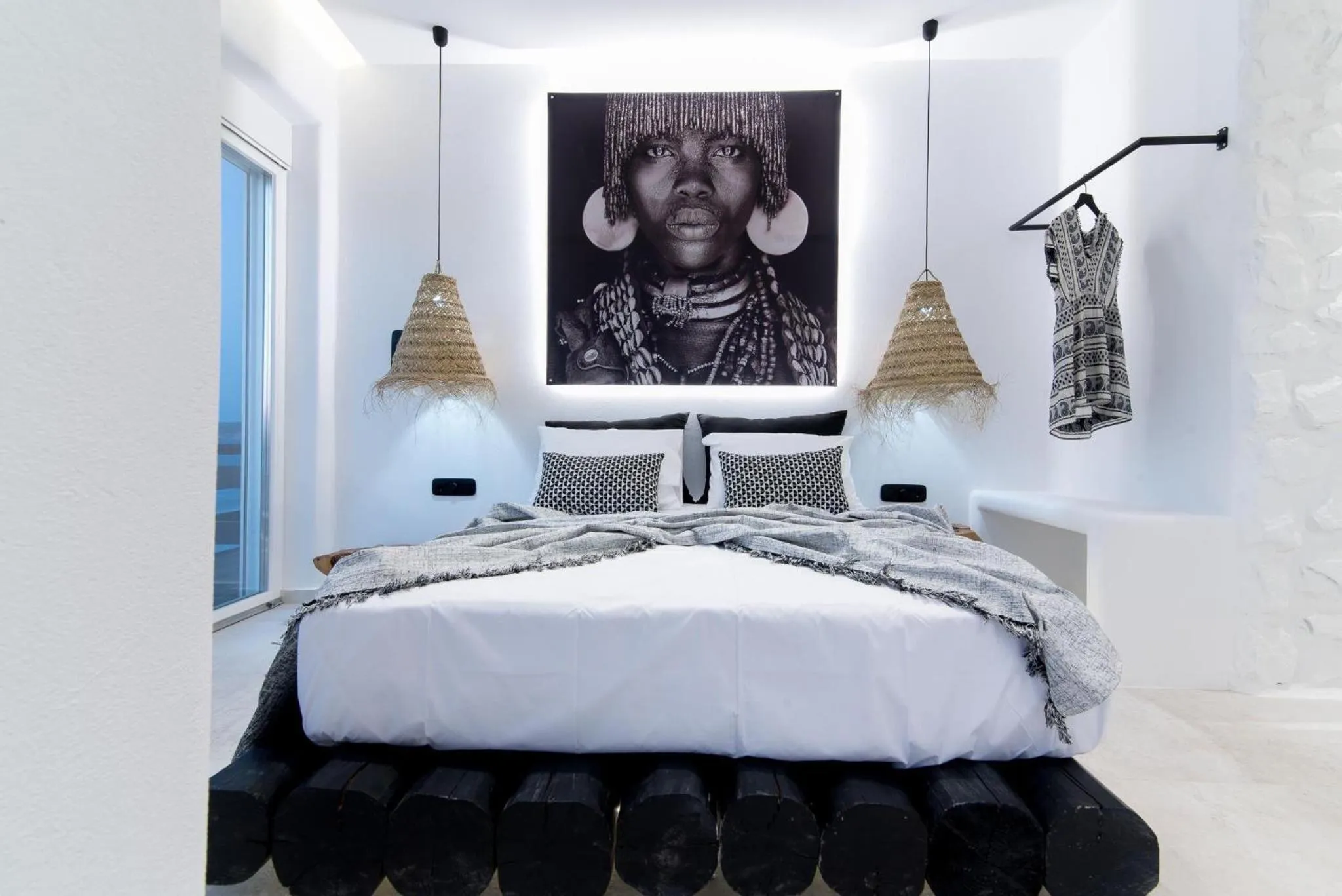 Bed in Portara Seaside Luxury Suites