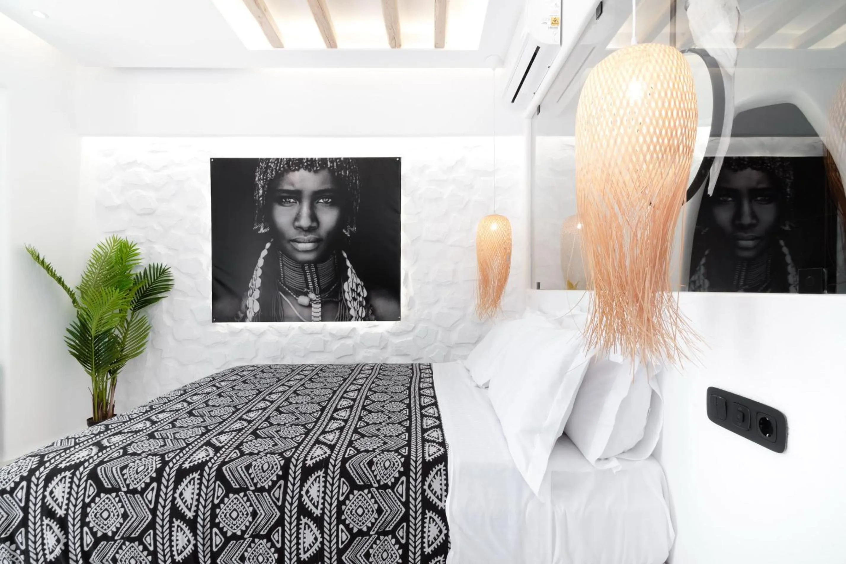 Bed in Portara Seaside Luxury Suites