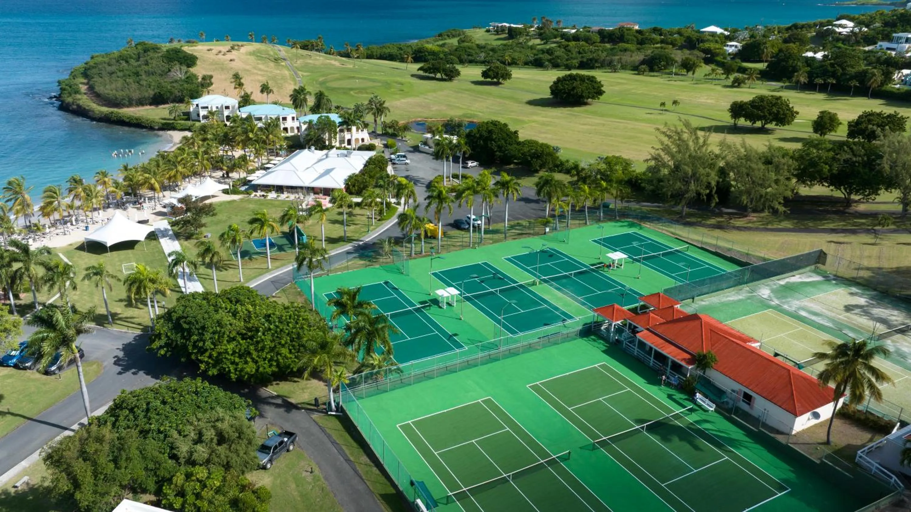 Tennis court in The Buccaneer Beach & Golf Resort