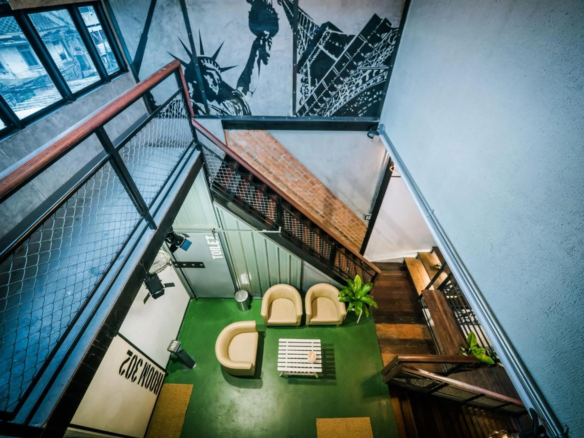 Living room in Zeds Hostel Bangkok