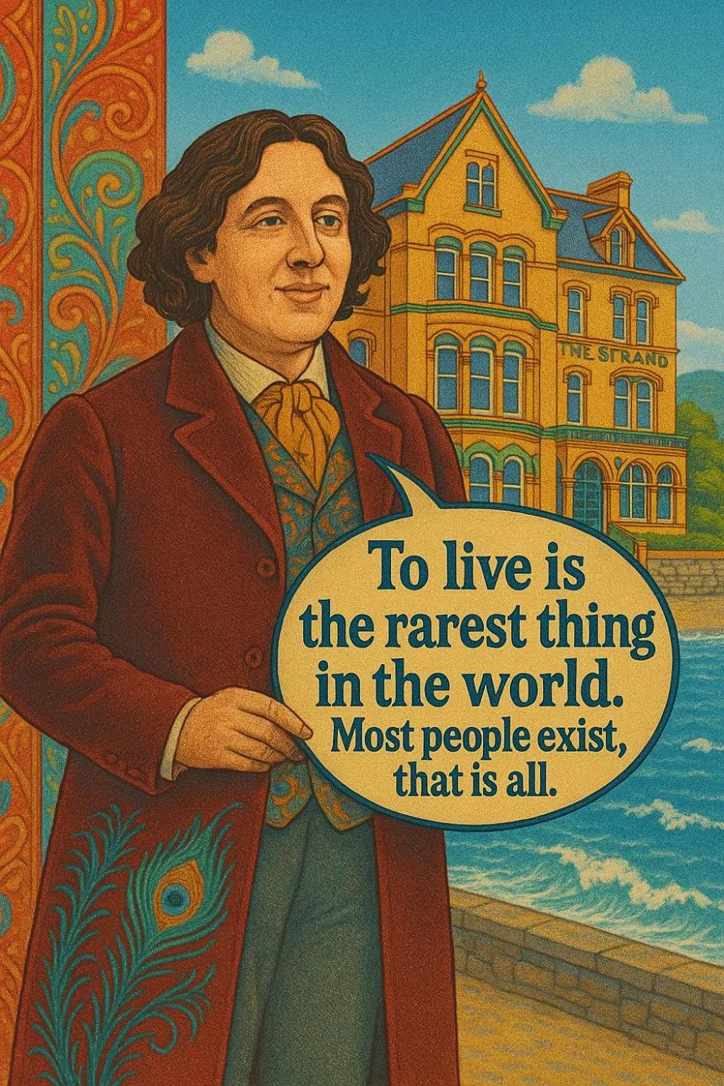 People in The Strand Hotel, the former residence of Oscar Wilde