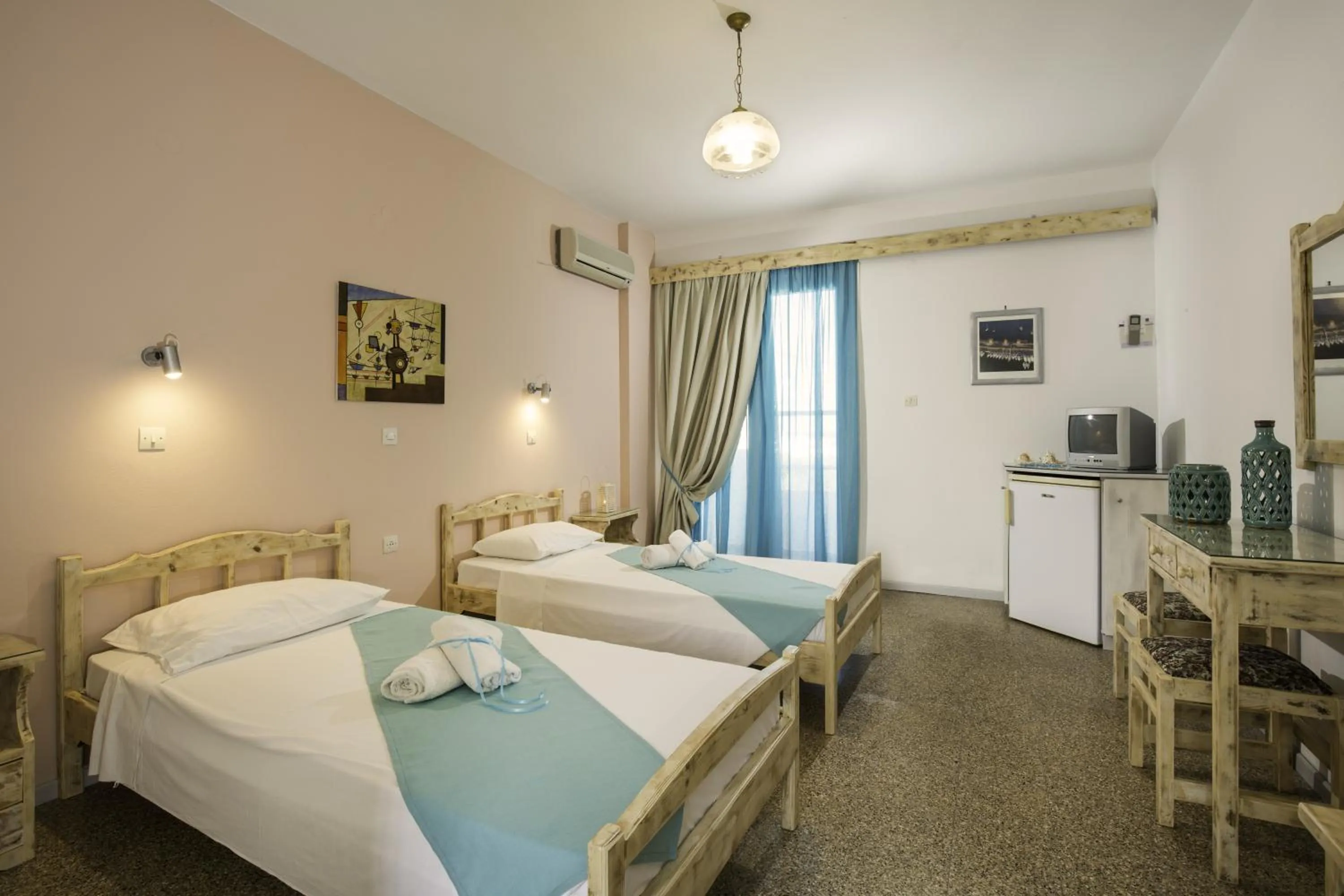 Bed in Kalathos Sun Hotel