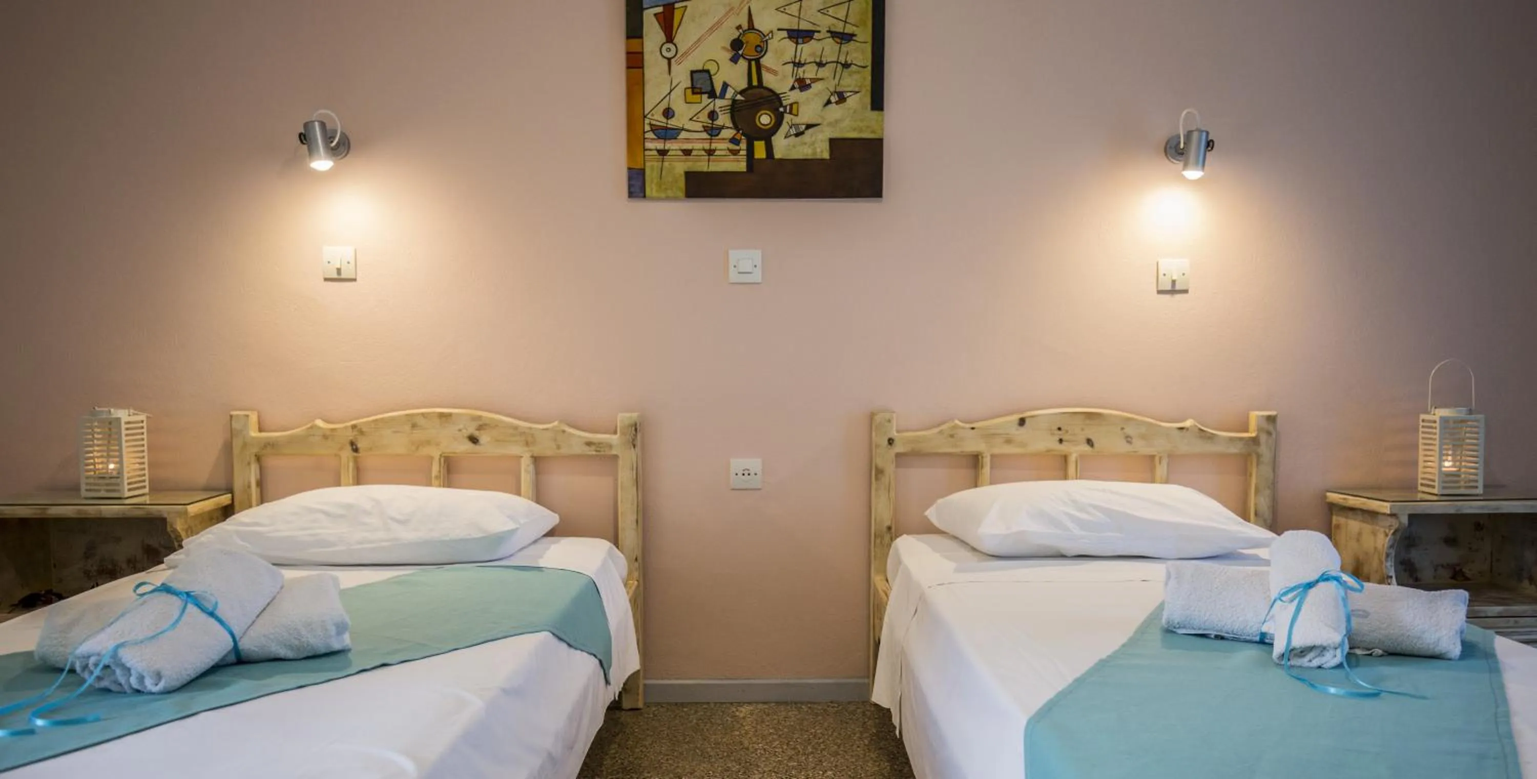 Bed in Kalathos Sun Hotel