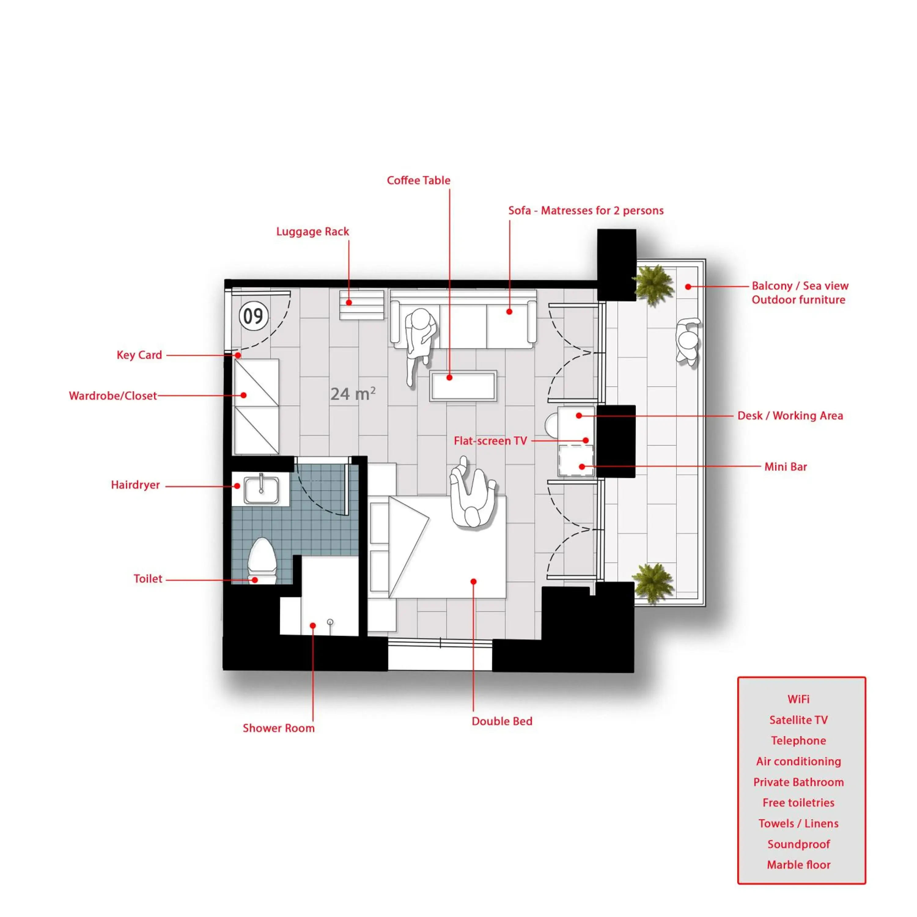 Deluxe Double Room with Side Sea View in Chios City Inn Deluxe Double Room with Side Sea View in Chios City Inn