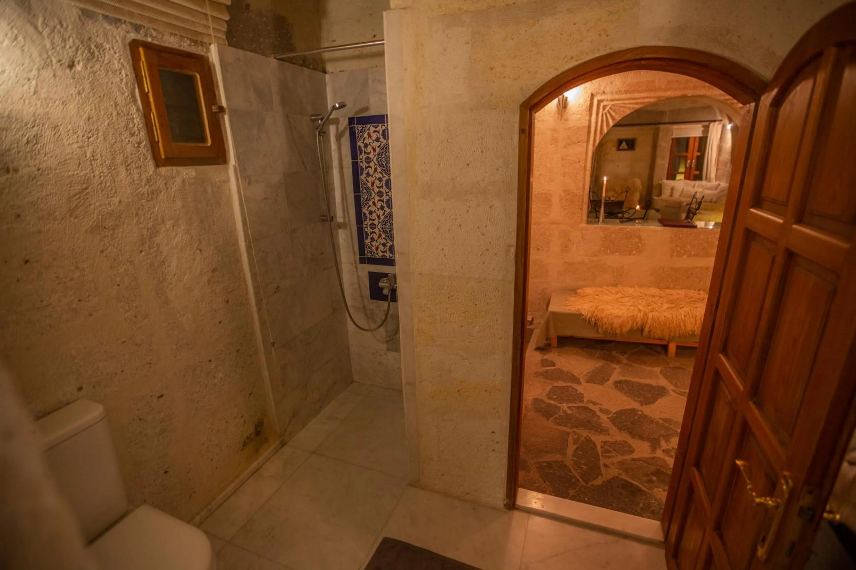 Bathroom, Bed in Asmalı Cave House