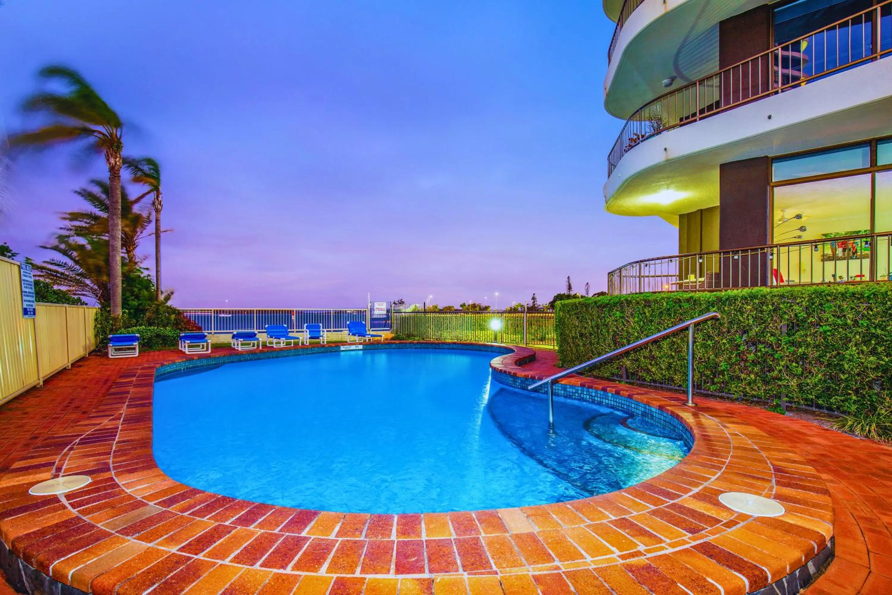 Pool view in Broadwater Shores Waterfront Apartments