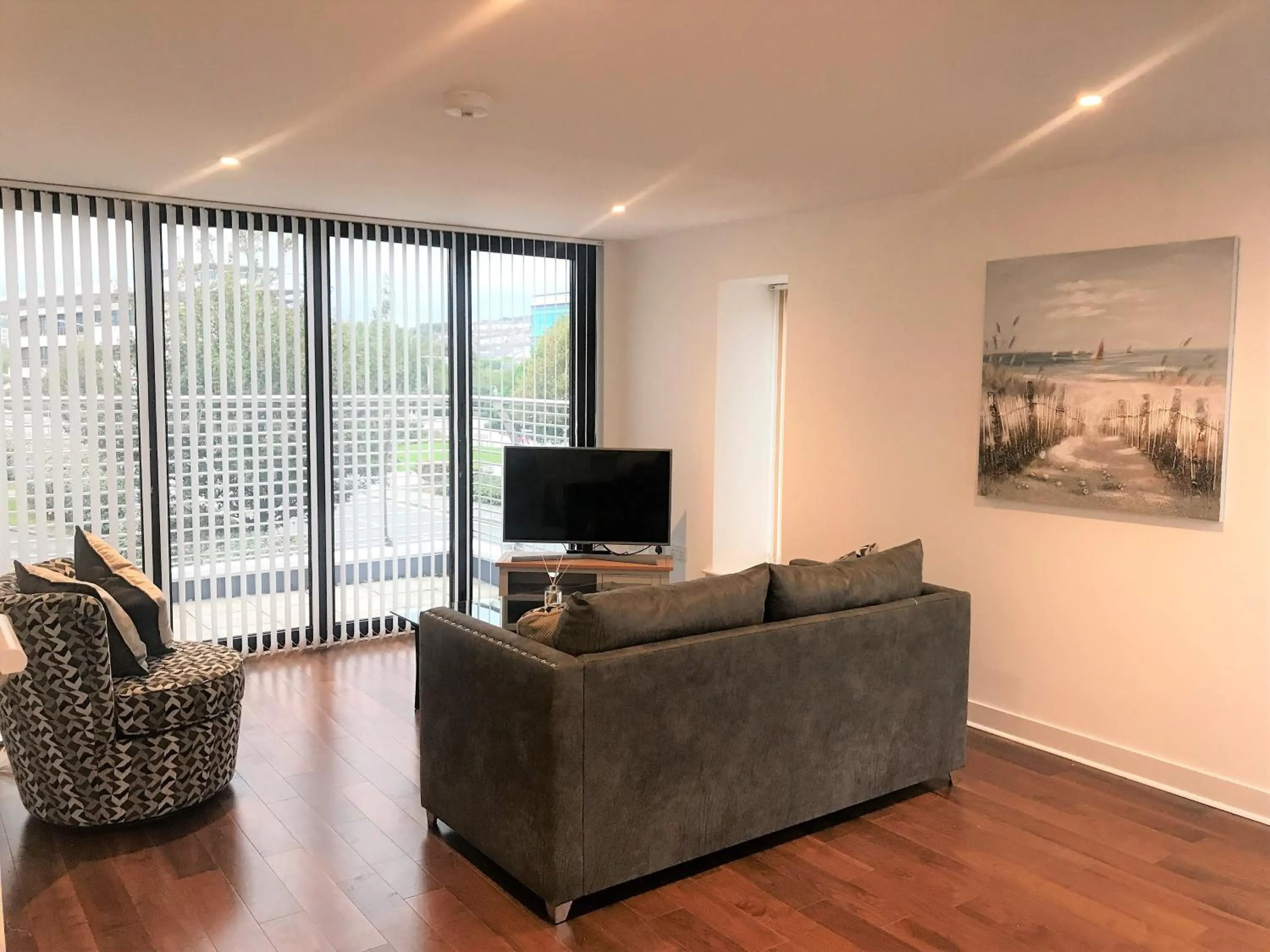 Living room in Ice House Apartments